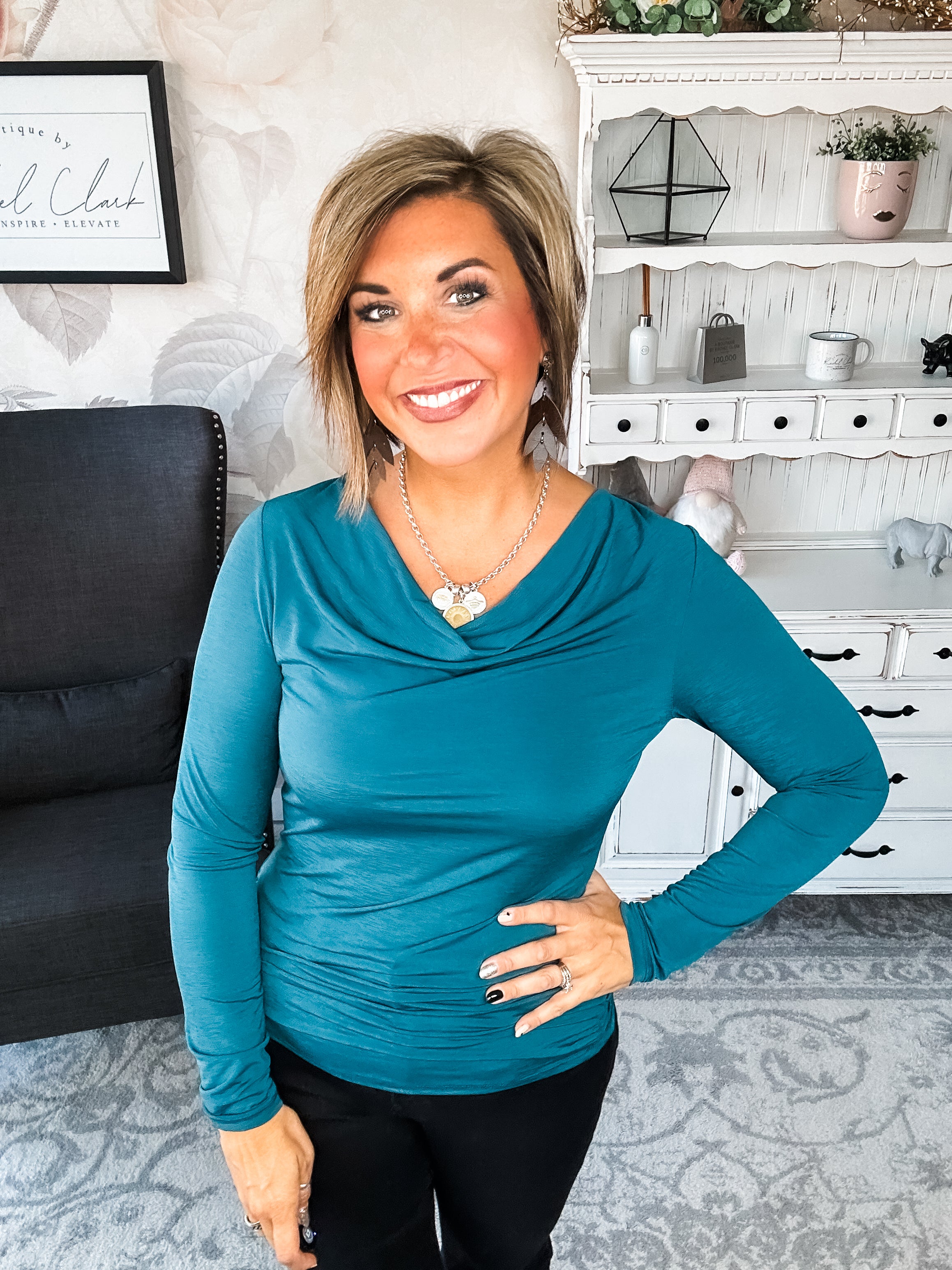 Treat Me Like A Lady Top - Dark Teal