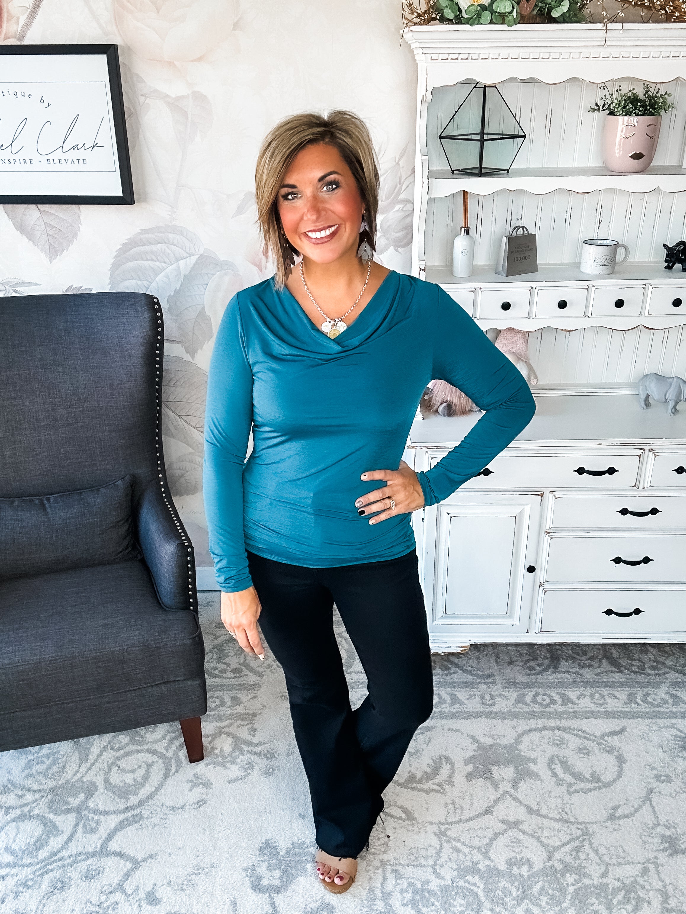 Treat Me Like A Lady Top - Dark Teal