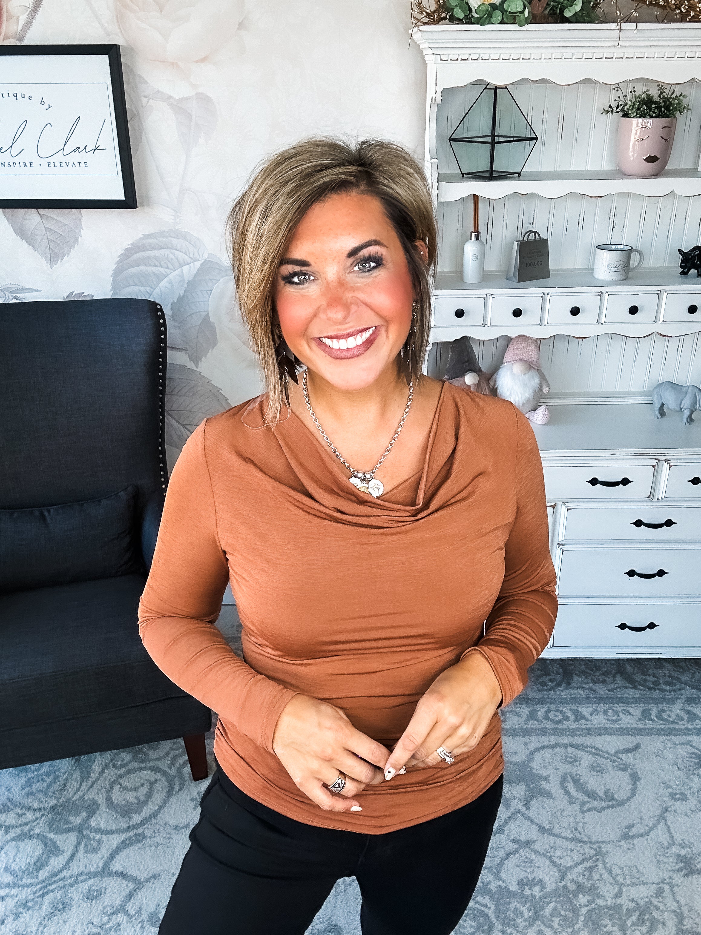 Treat Me Like A Lady Top - Rust