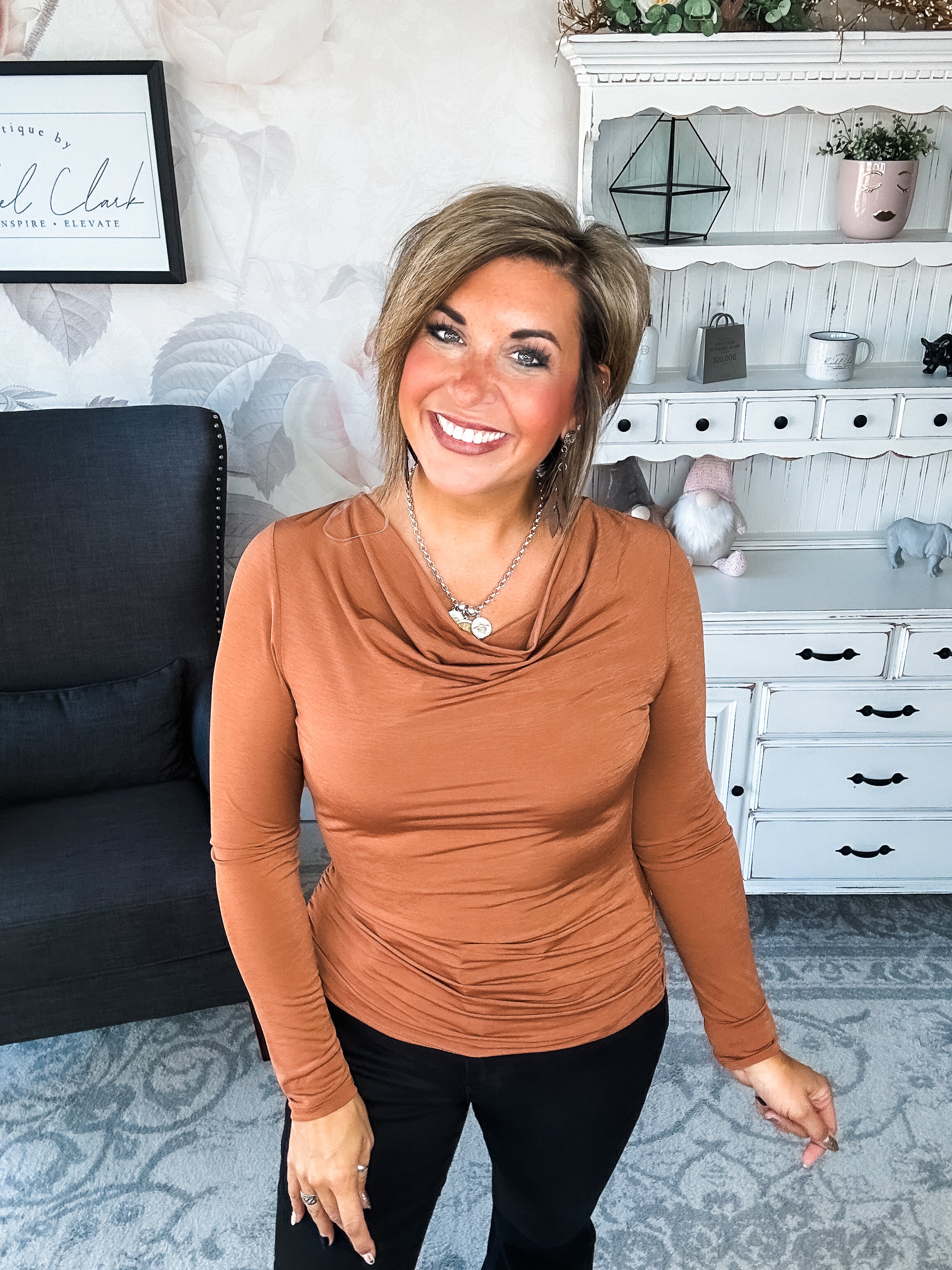 Treat Me Like A Lady Top - Rust