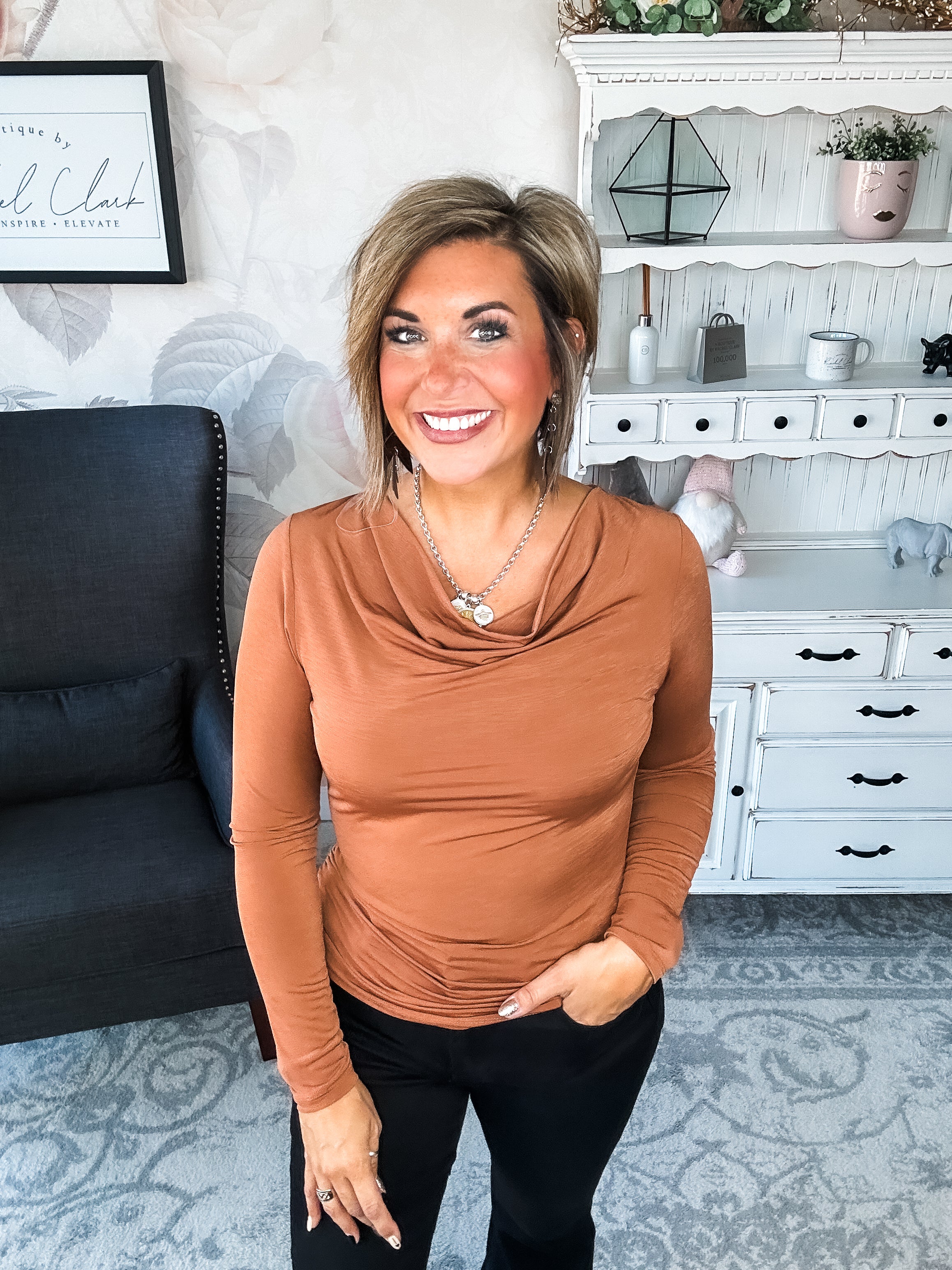 Treat Me Like A Lady Top - Rust