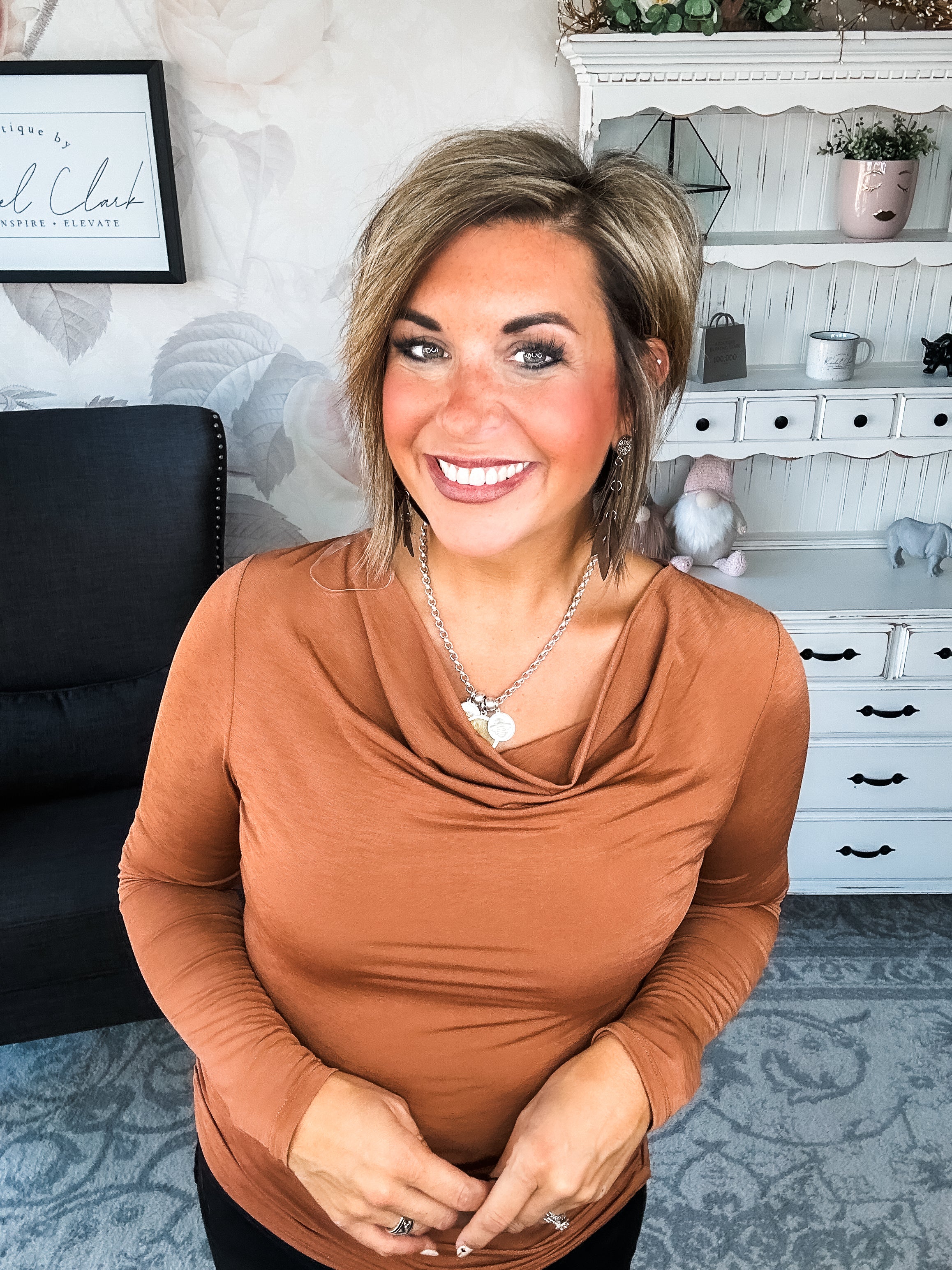 Treat Me Like A Lady Top - Rust