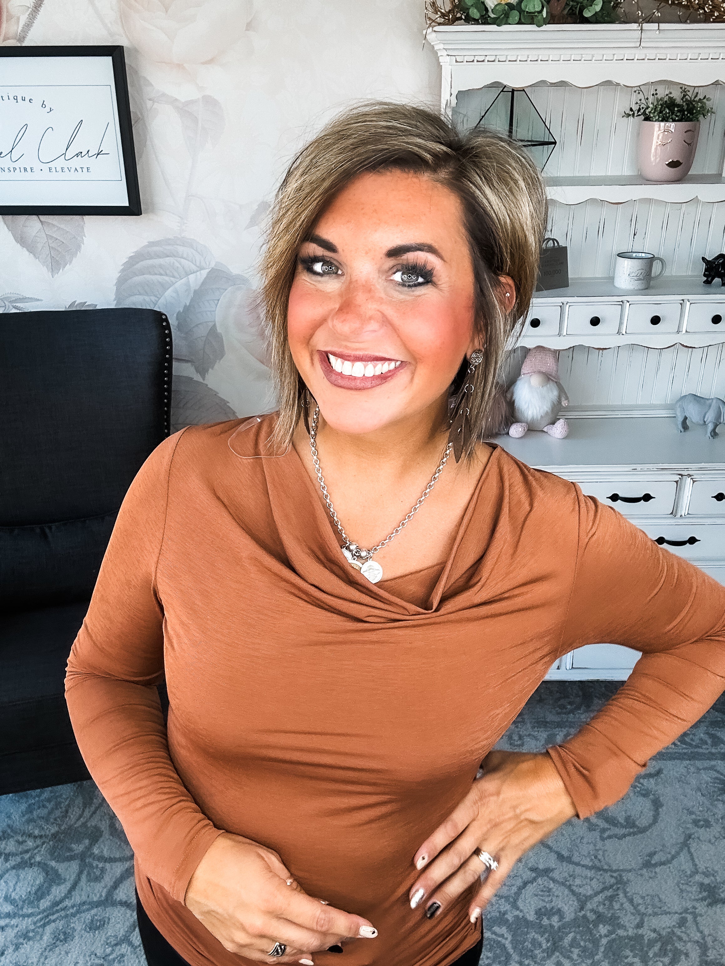 Treat Me Like A Lady Top - Rust