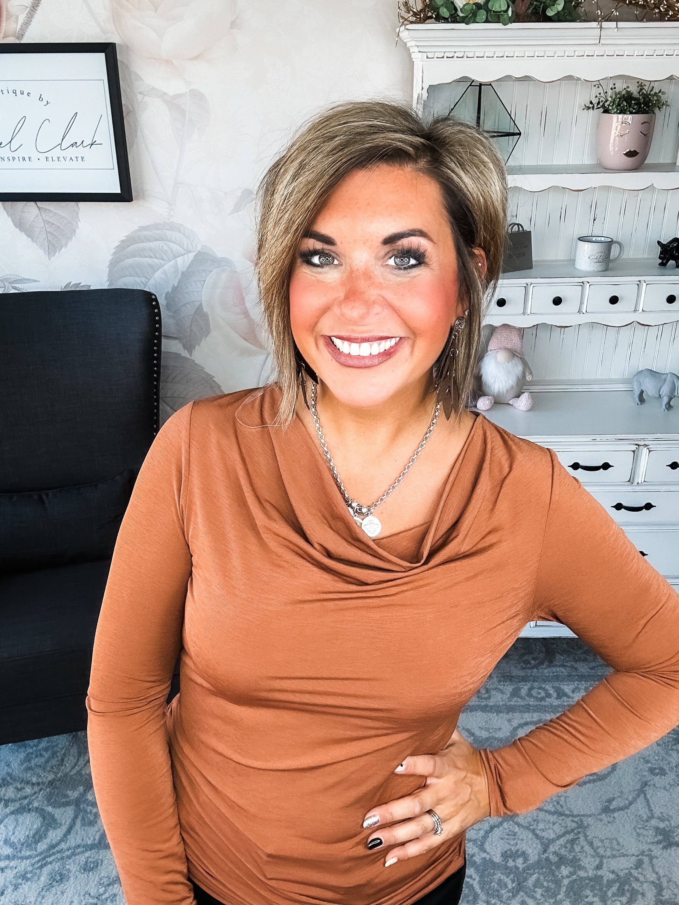 Treat Me Like A Lady Top - Rust