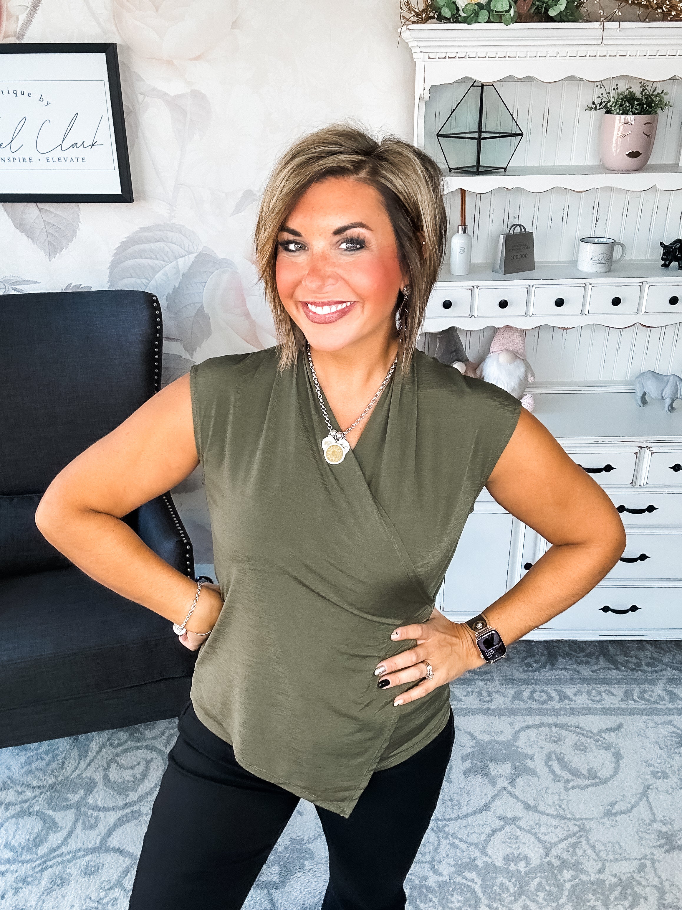 Hopefully Today Crossover Tank - Olive