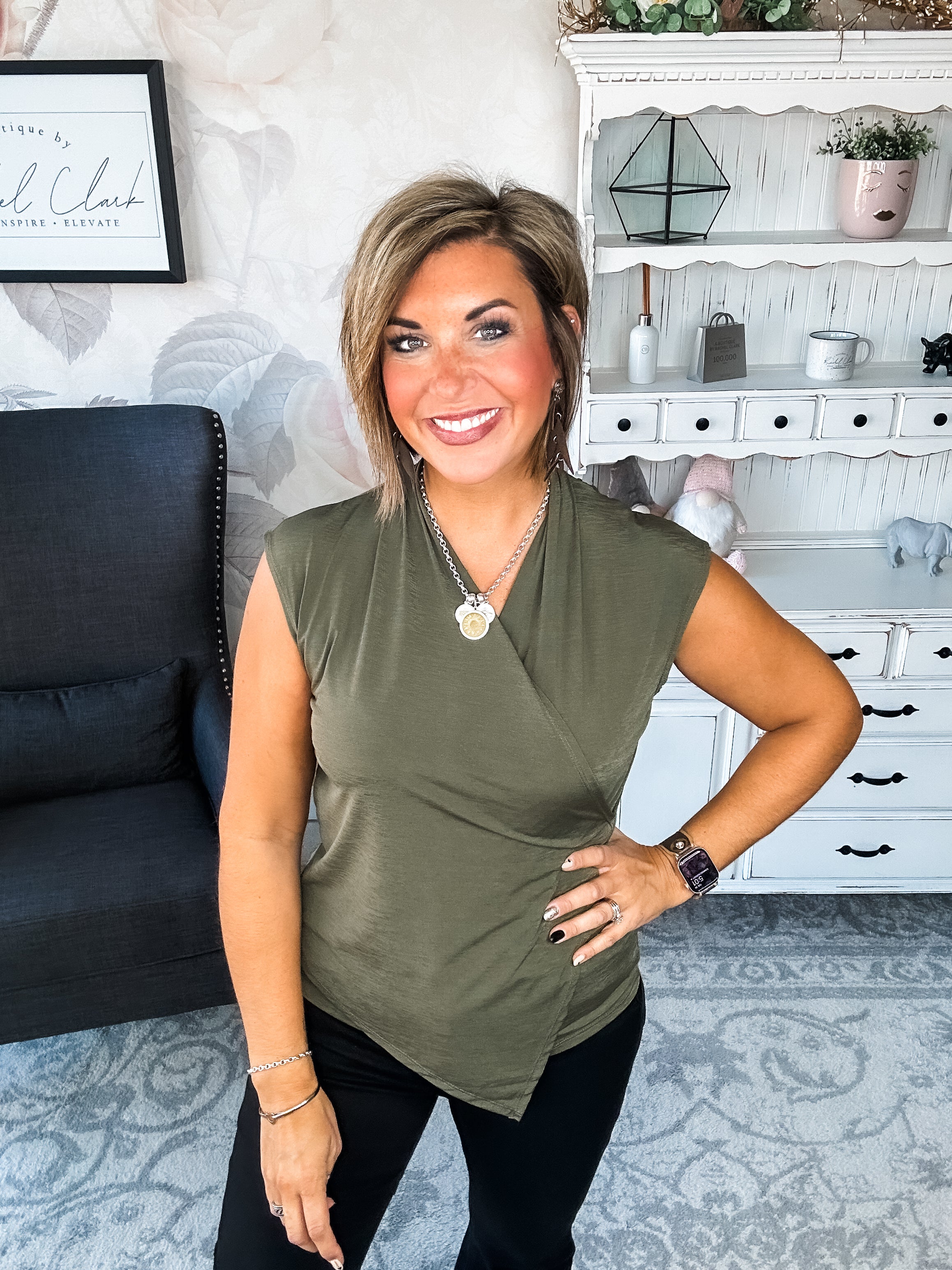 Hopefully Today Crossover Tank - Olive