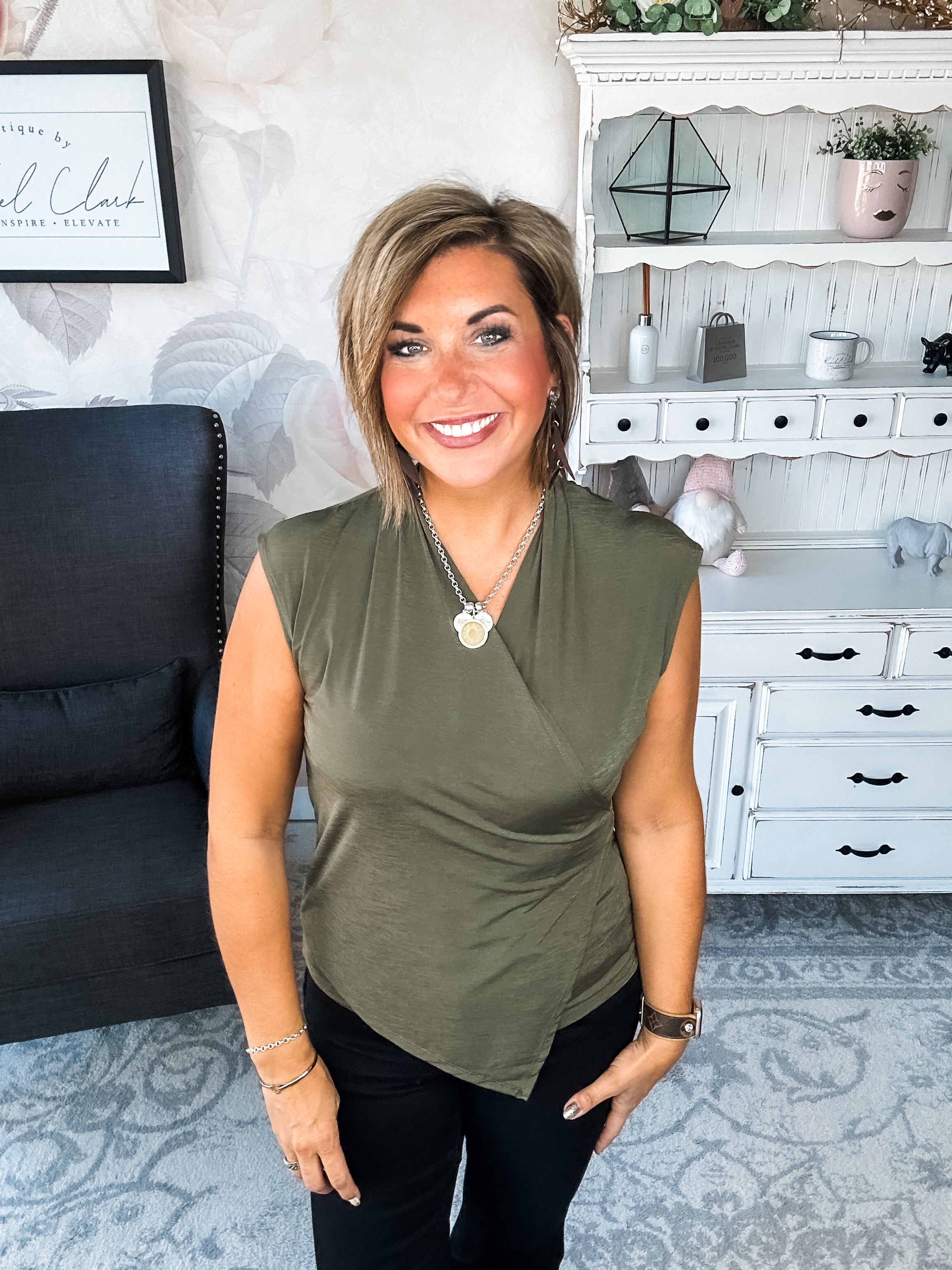 Hopefully Today Crossover Tank - Olive