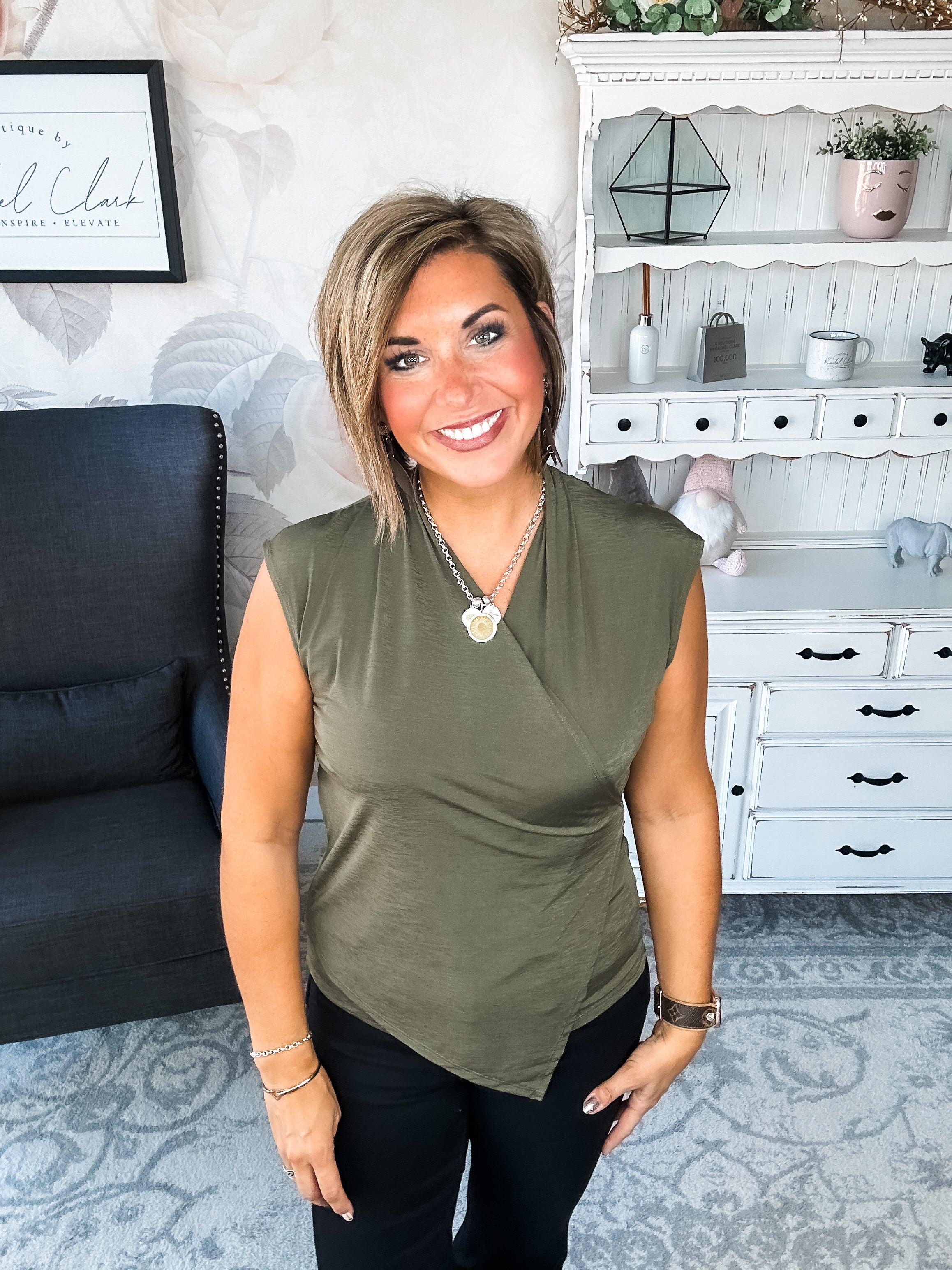 Hopefully Today Crossover Tank - Olive