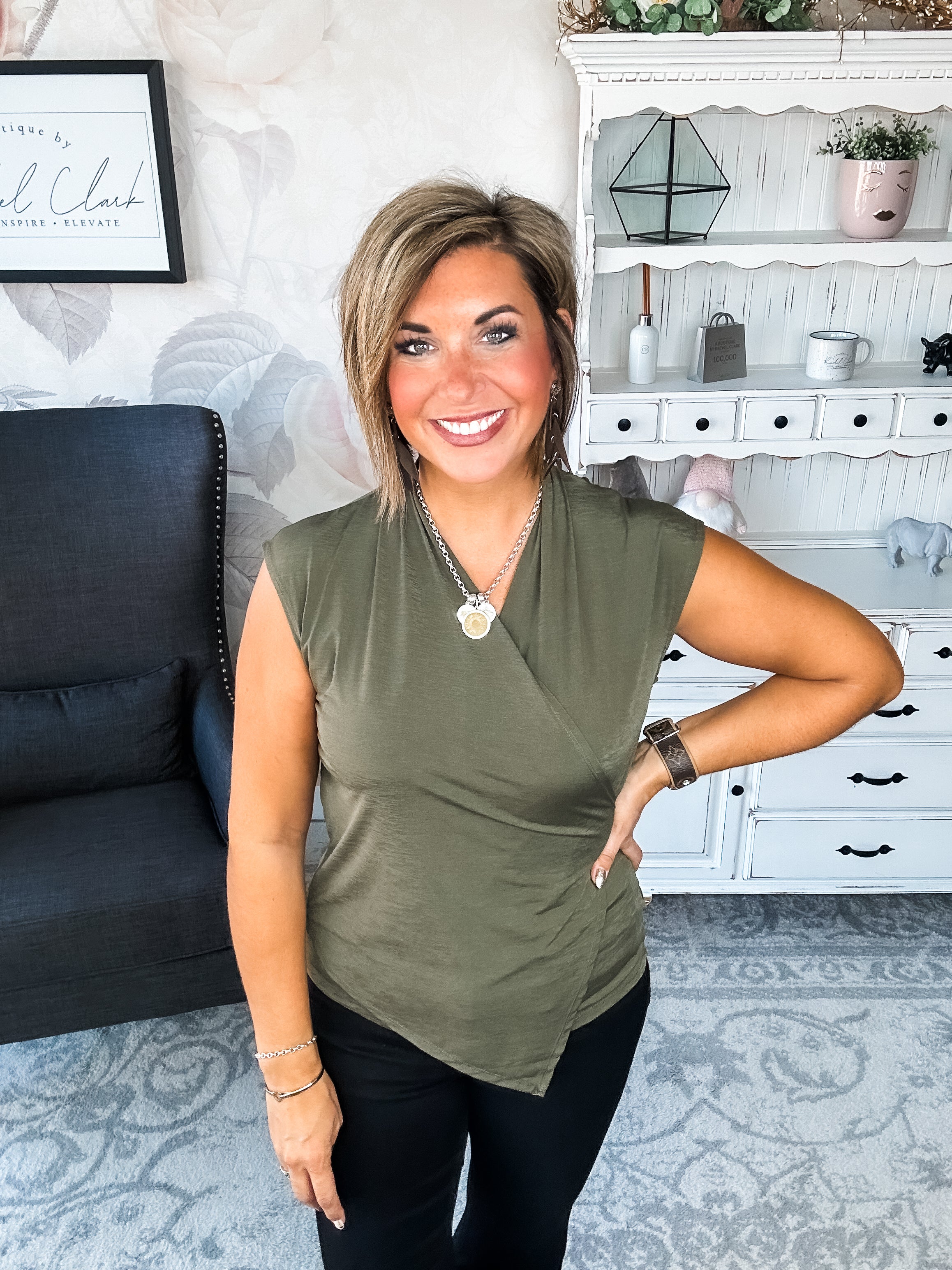 Hopefully Today Crossover Tank - Olive