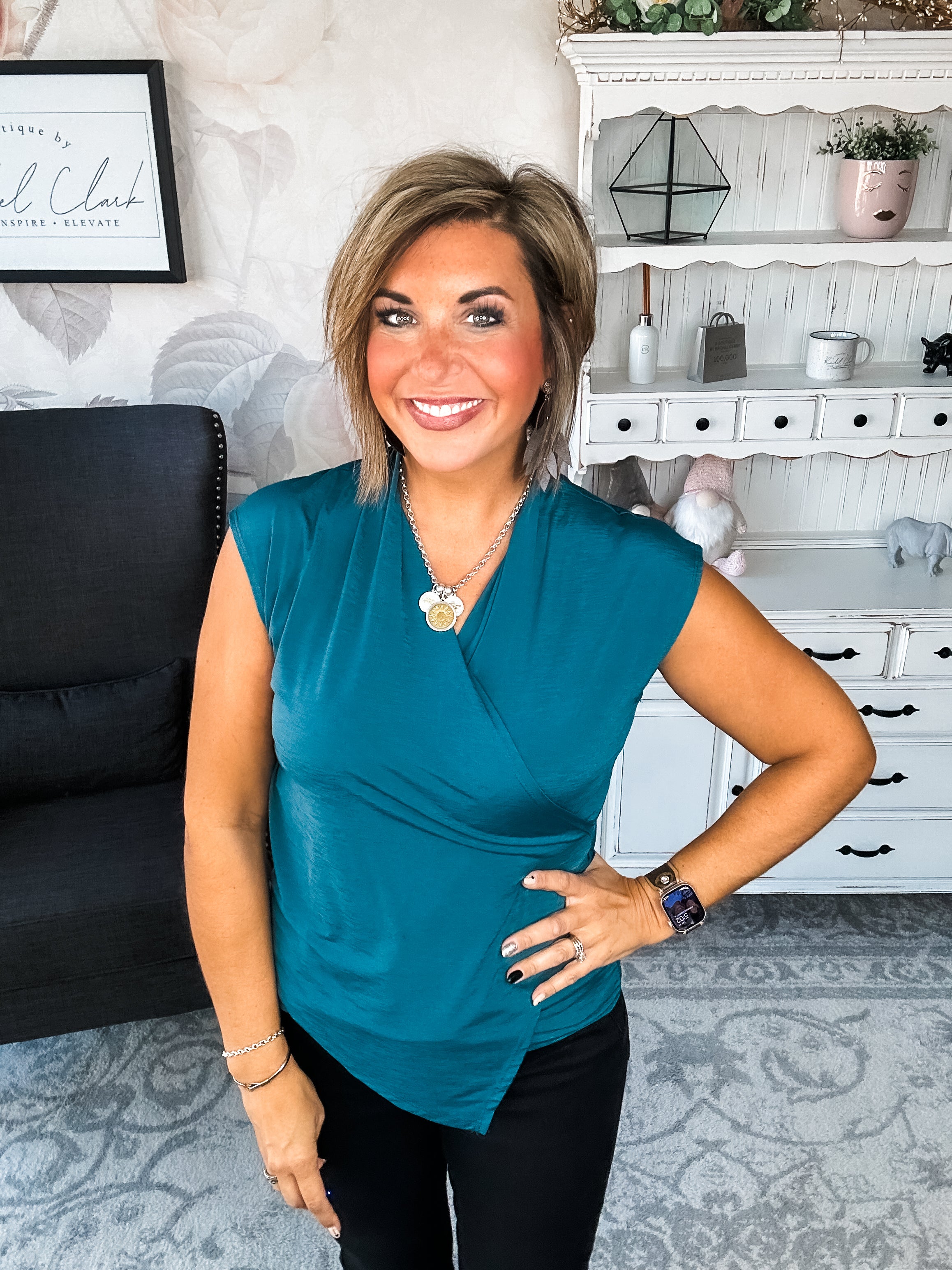 Hopefully Today Crossover Tank - Dark Teal