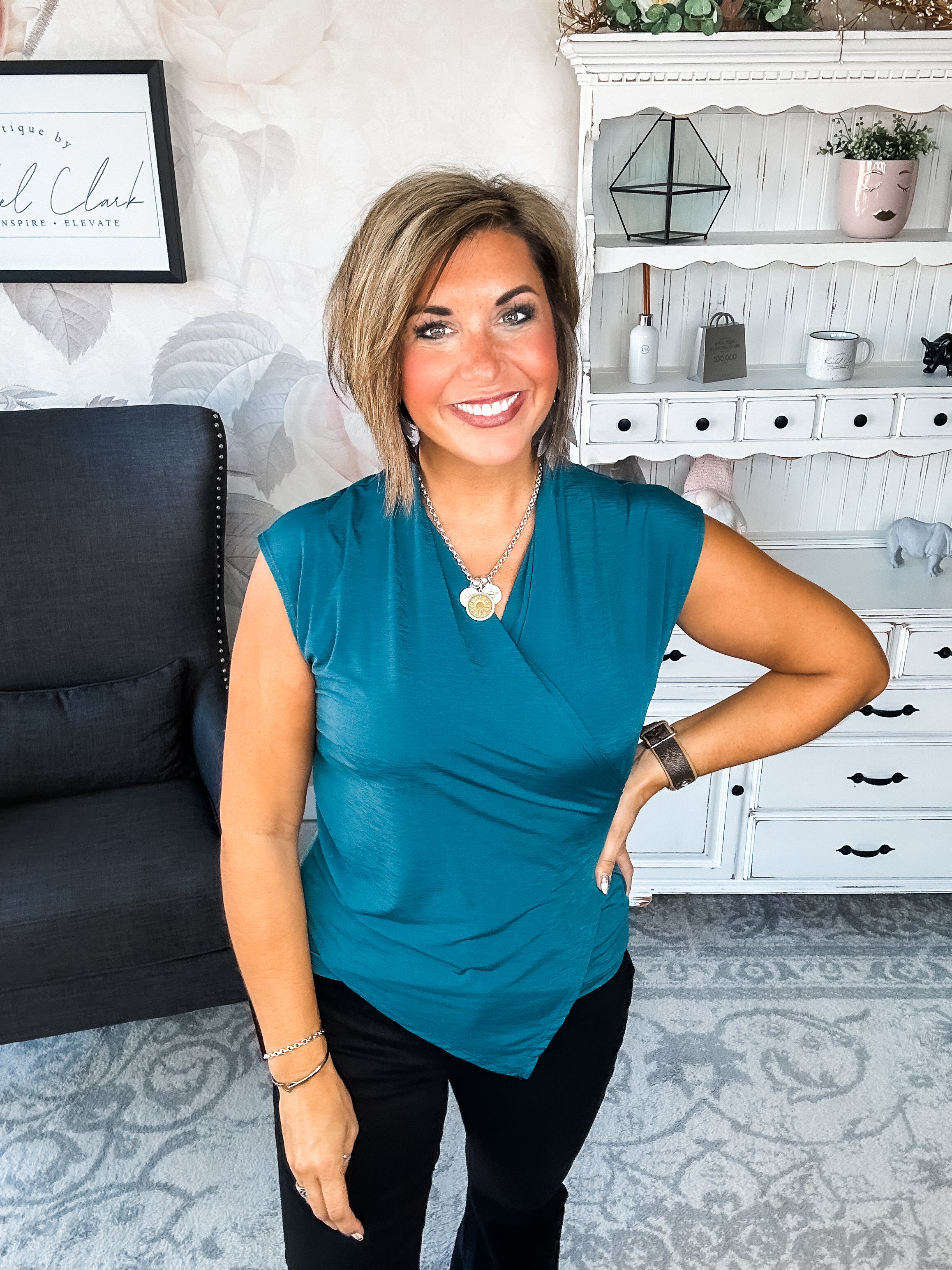 Hopefully Today Crossover Tank - Dark Teal