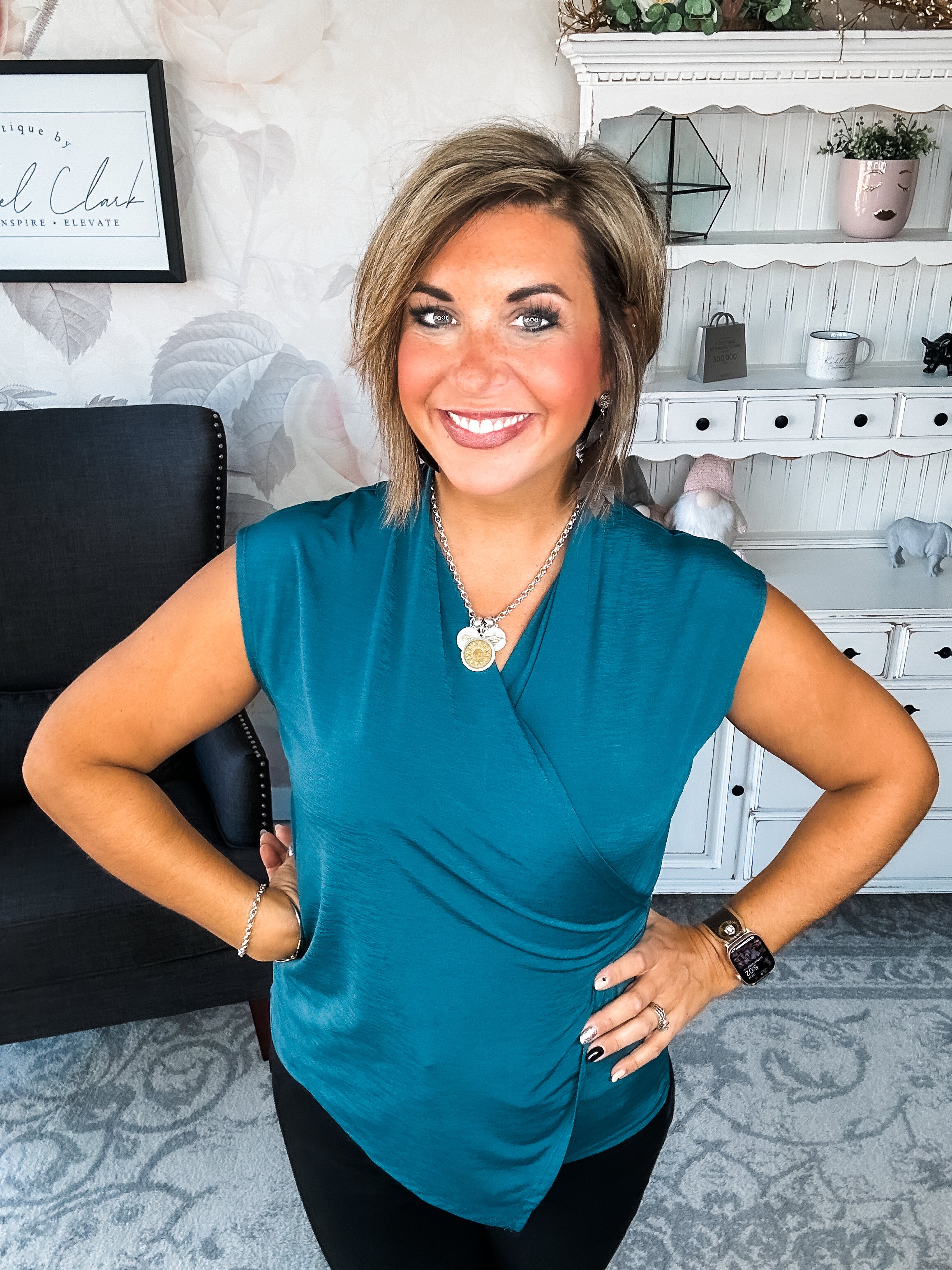 Hopefully Today Crossover Tank - Dark Teal