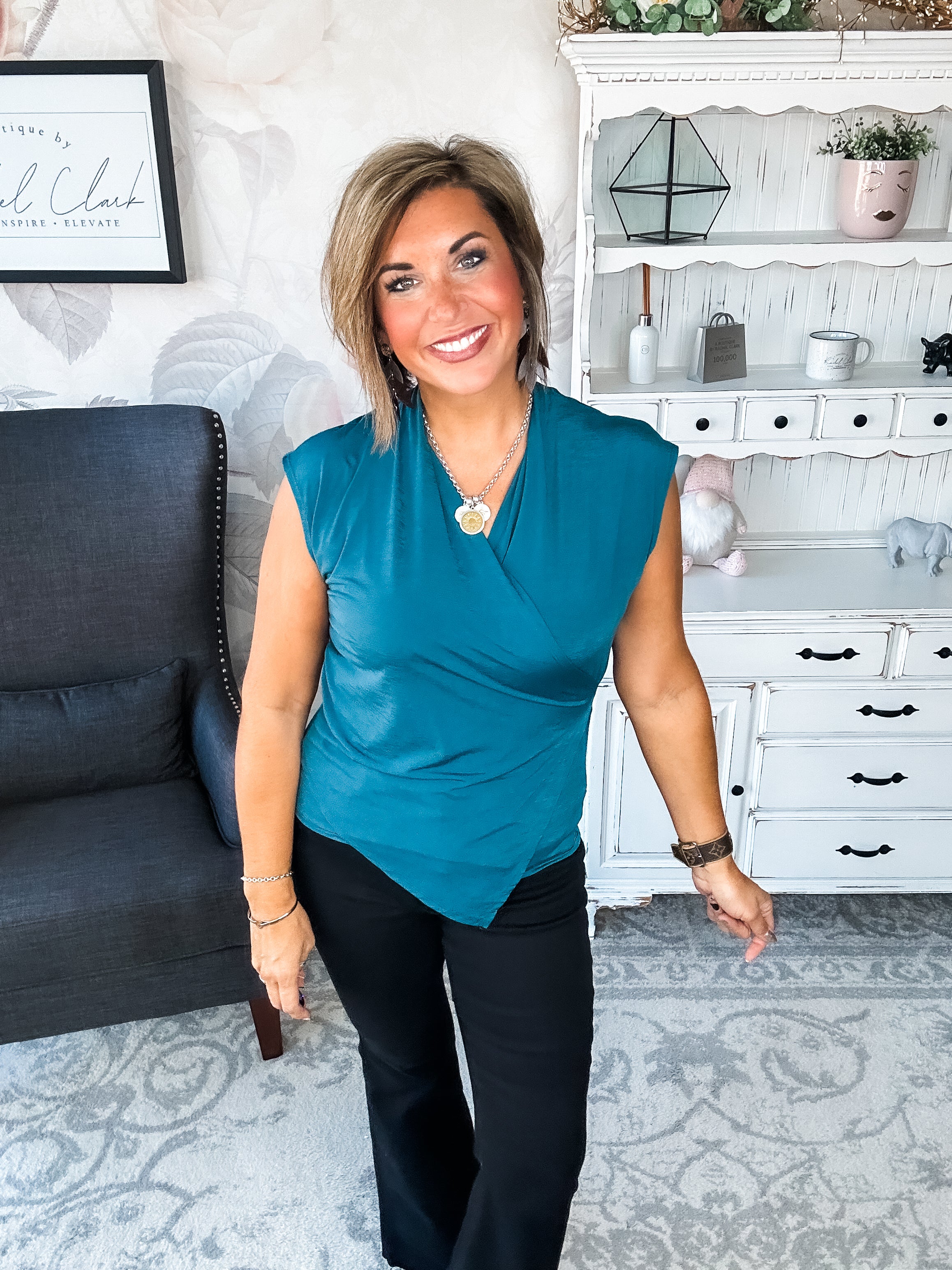 Hopefully Today Crossover Tank - Dark Teal