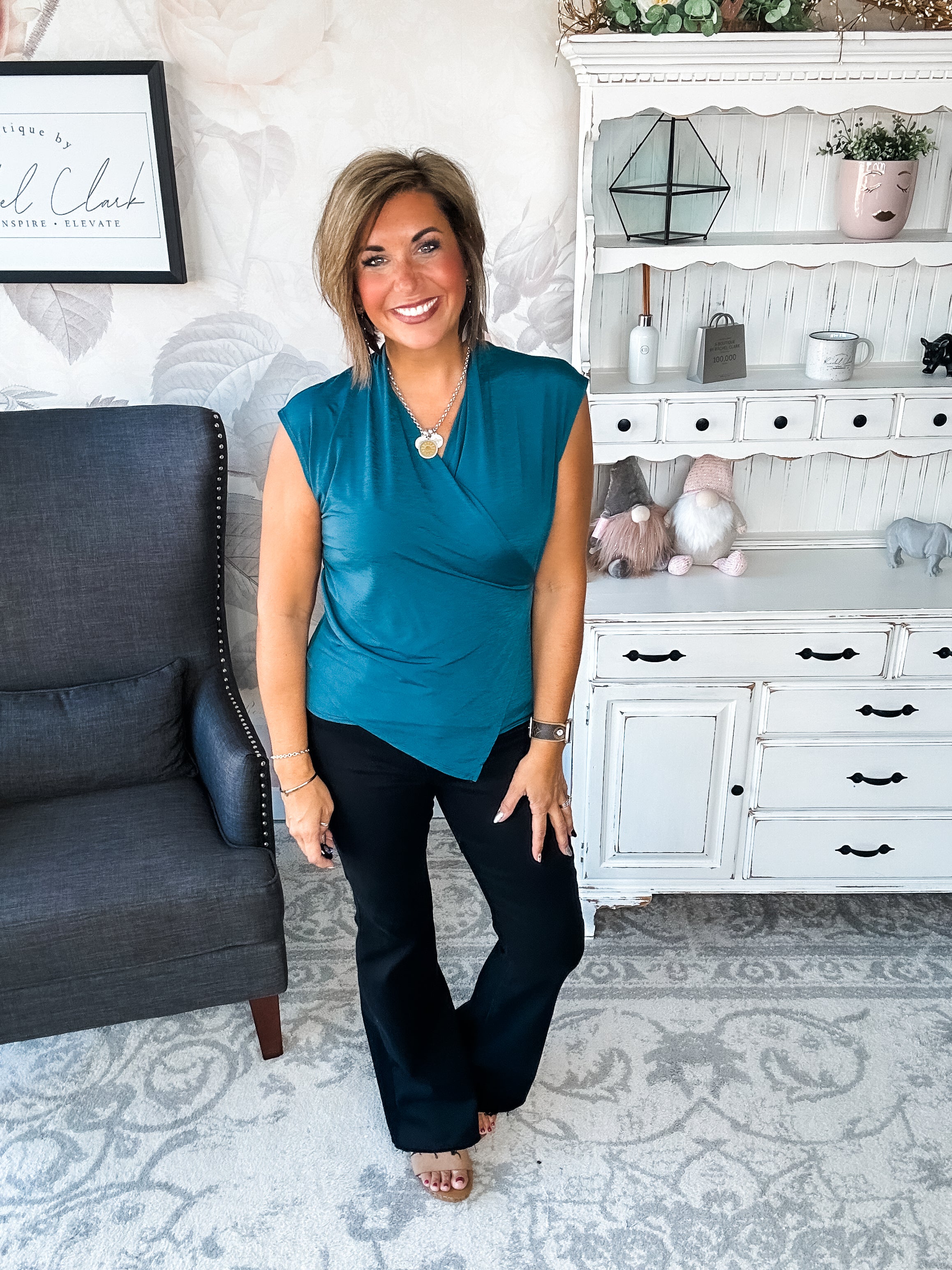 Hopefully Today Crossover Tank - Dark Teal