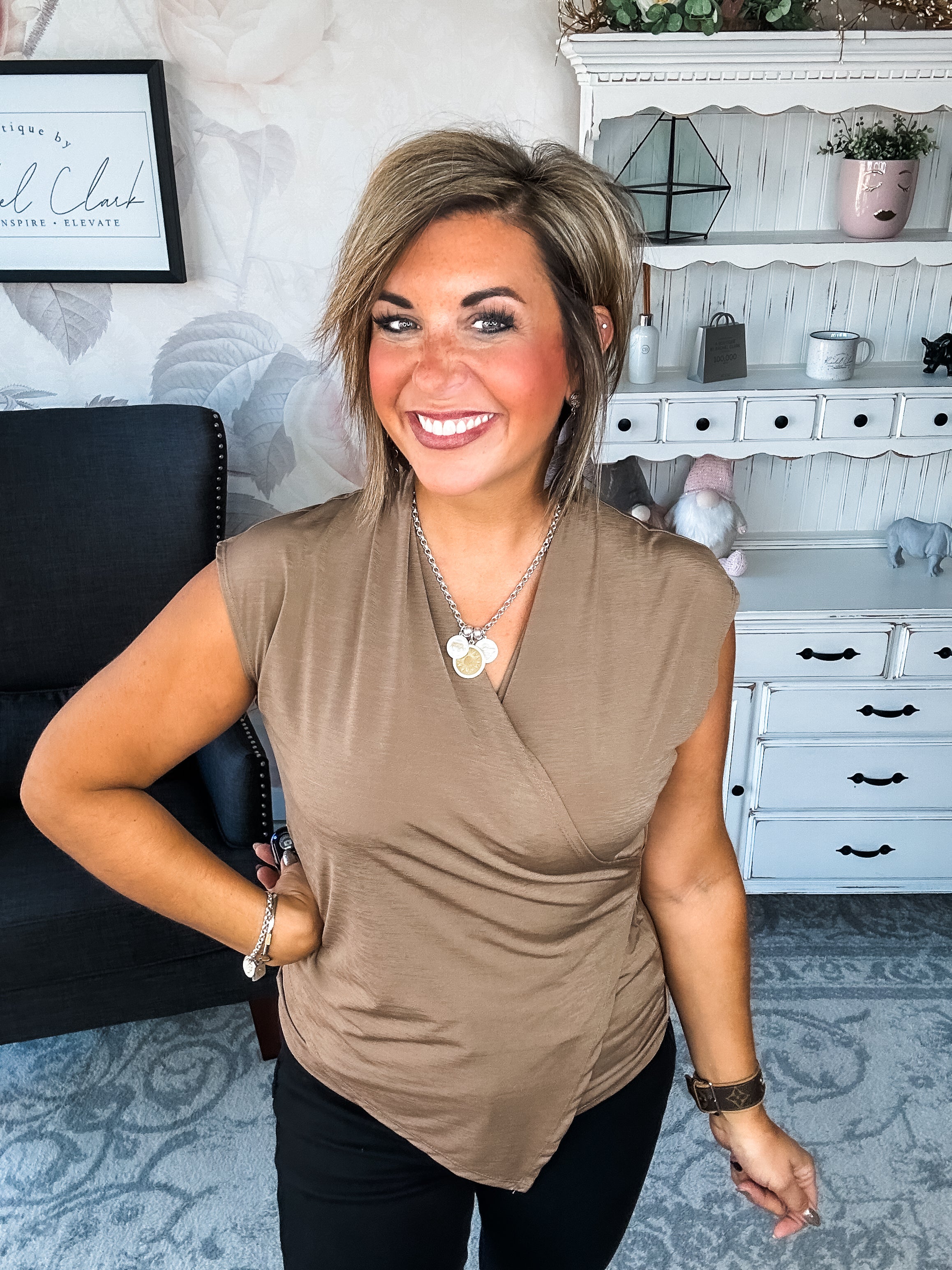 Hopefully Today Crossover Tank - Mocha