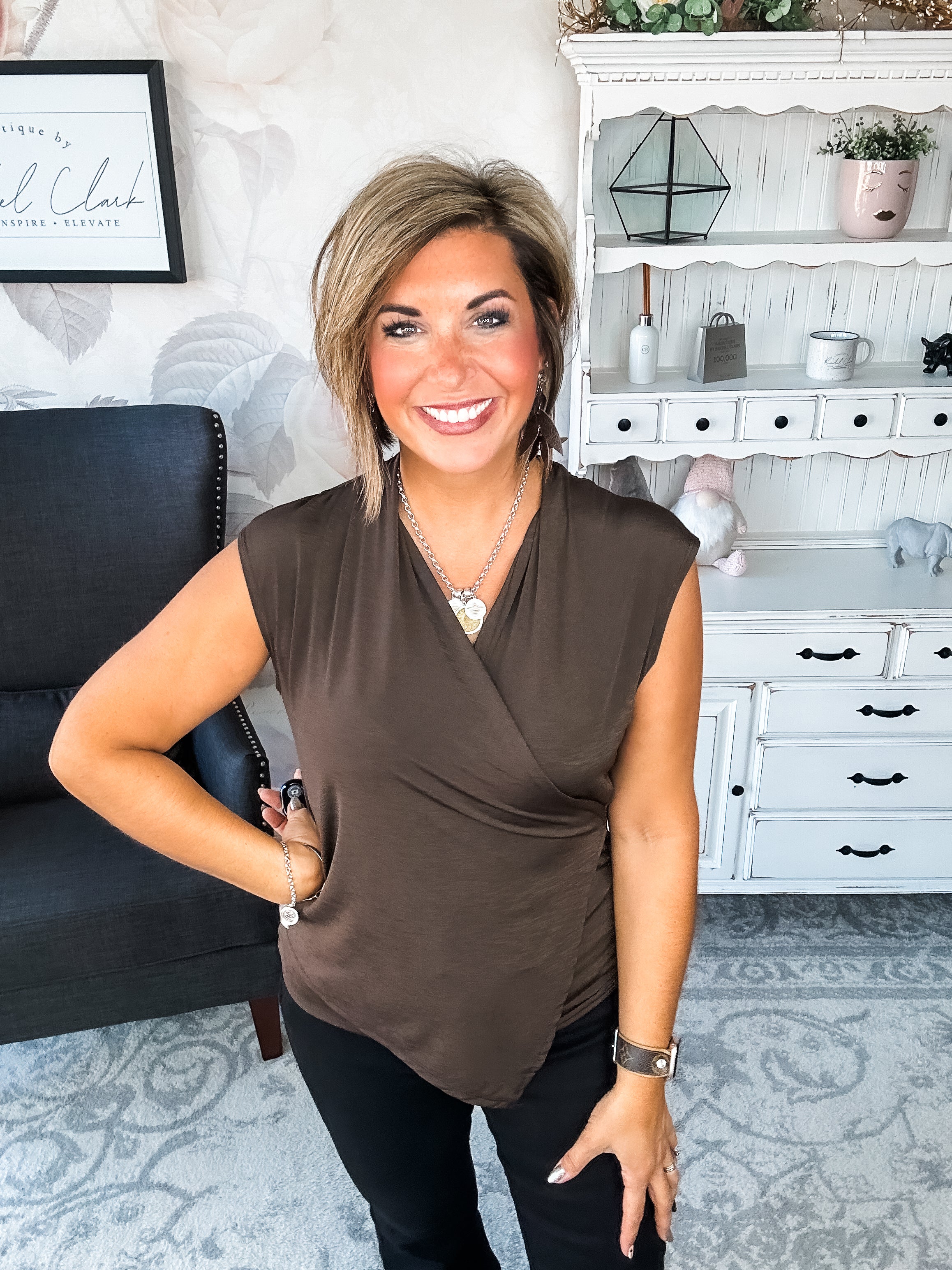 Hopefully Today Crossover Tank - Chocolate