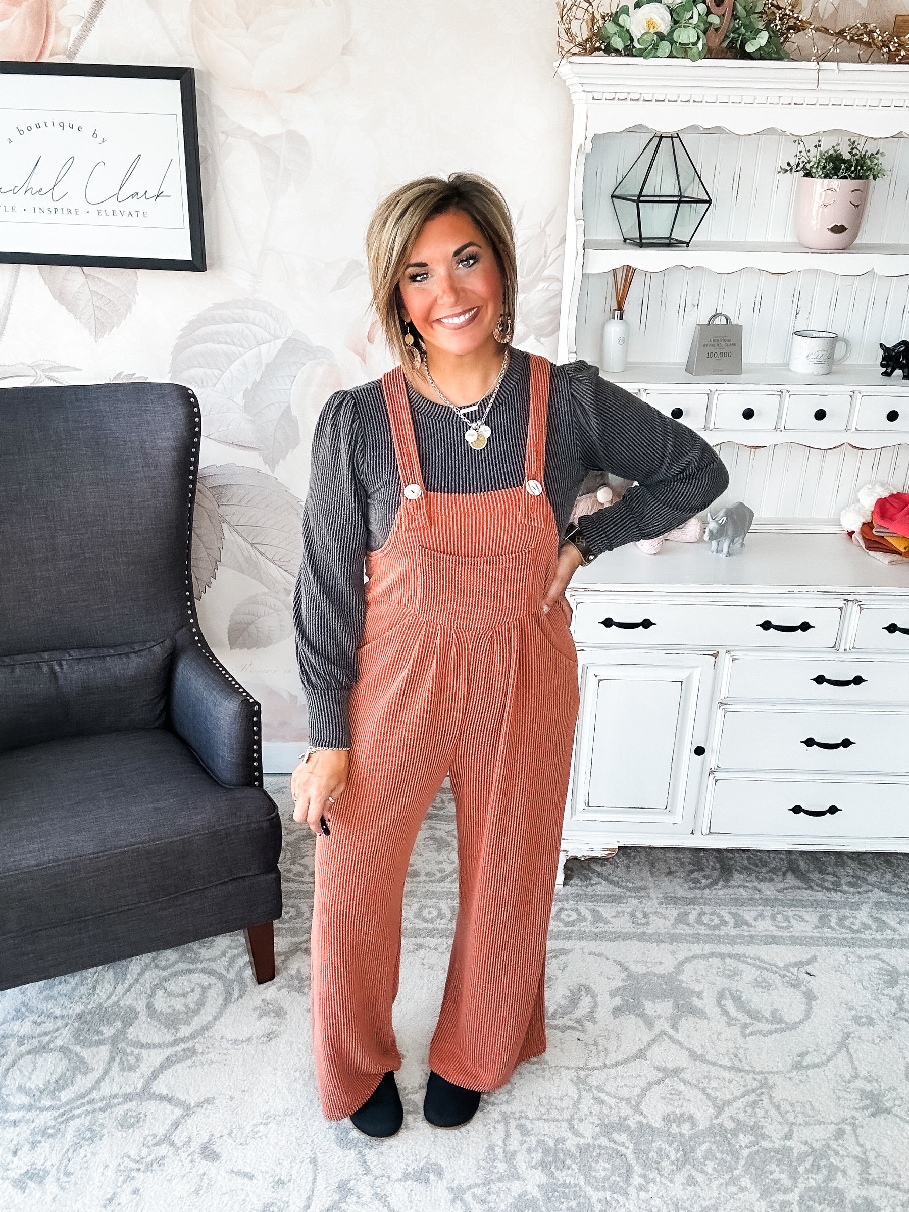 Breaking My Heart Boho Overalls - Rust