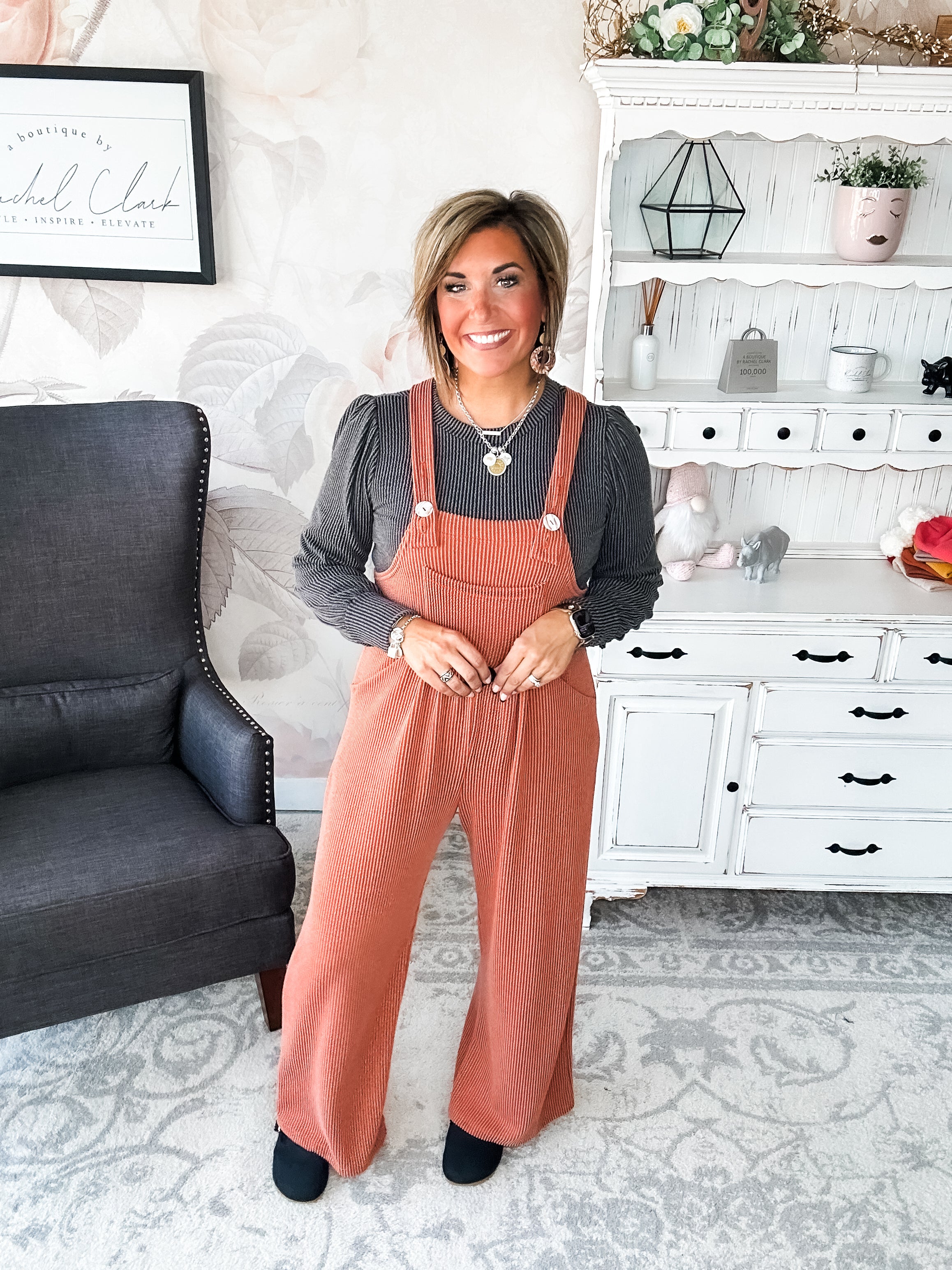 Breaking My Heart Boho Overalls - Rust