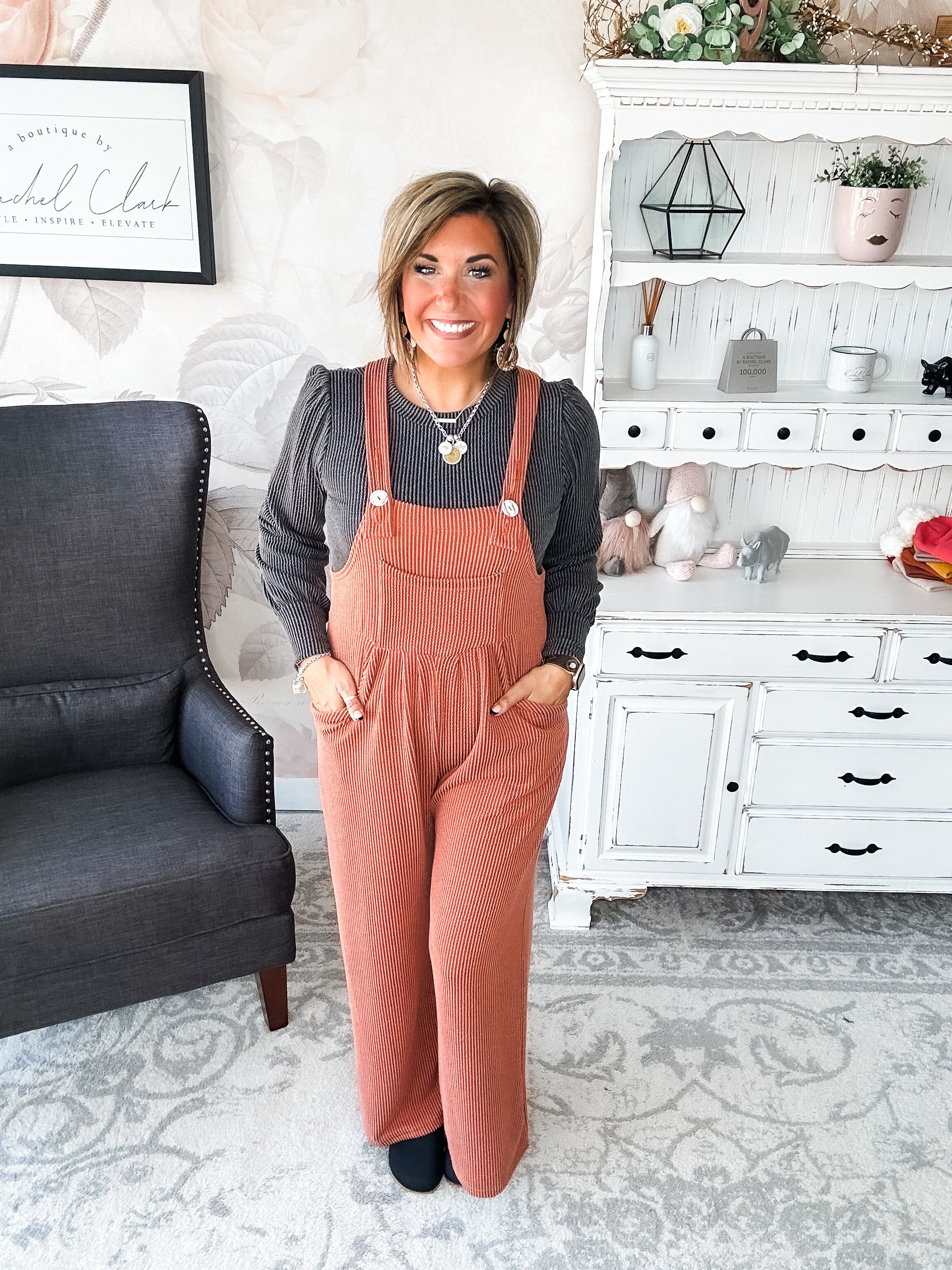 Breaking My Heart Boho Overalls - Rust