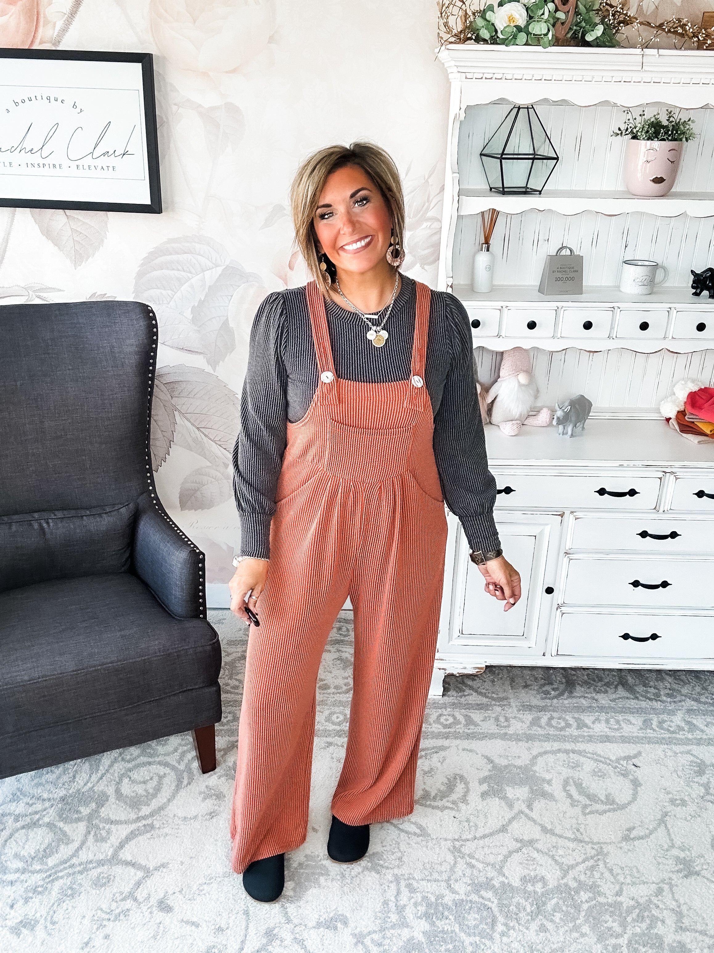 Breaking My Heart Boho Overalls - Rust