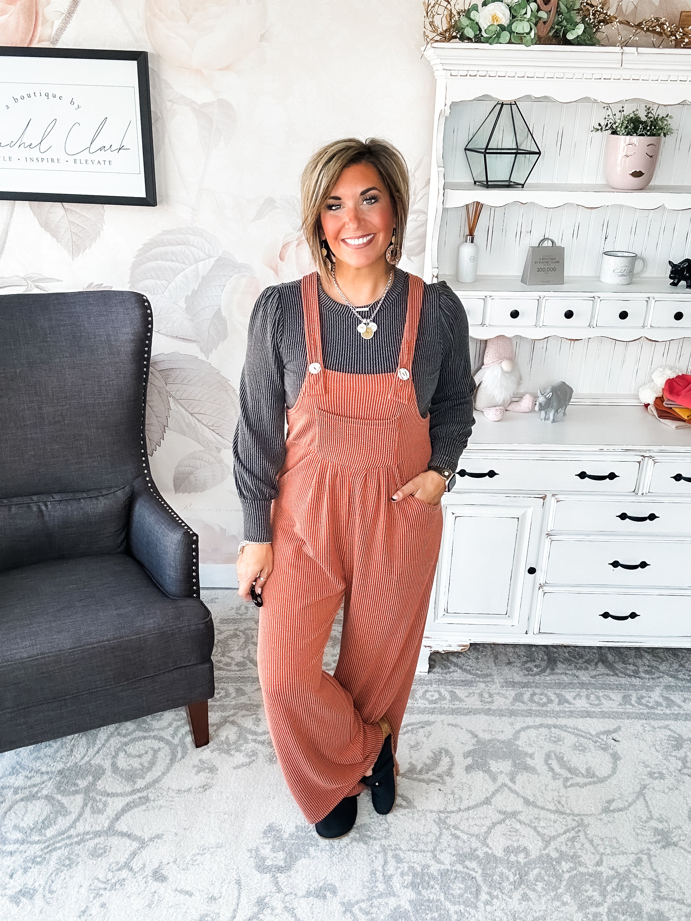 Breaking My Heart Boho Overalls - Rust
