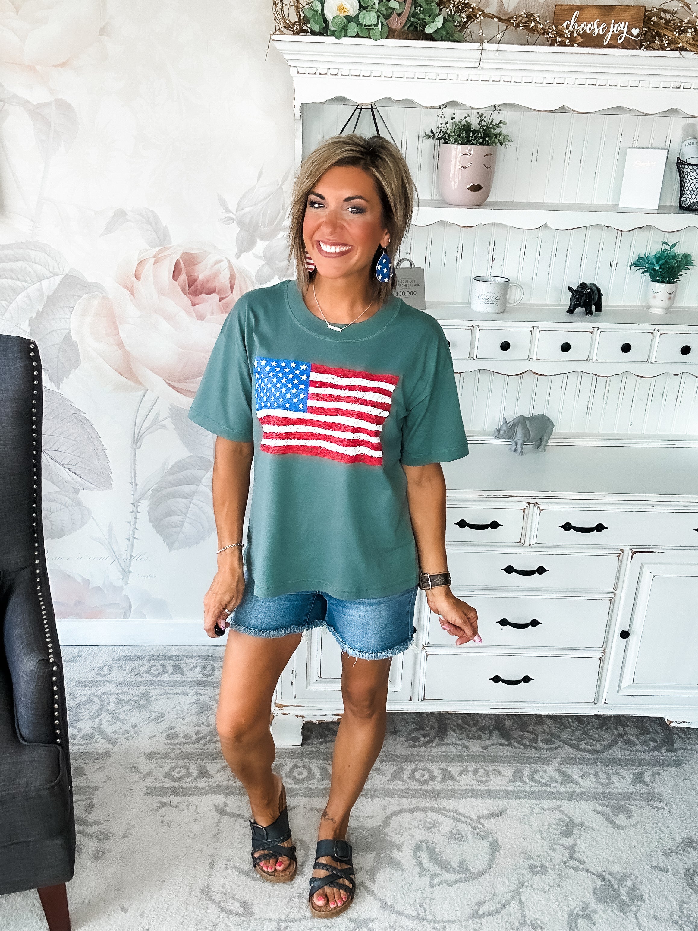 Sketch the Flag Graphic Boyfriend Tee