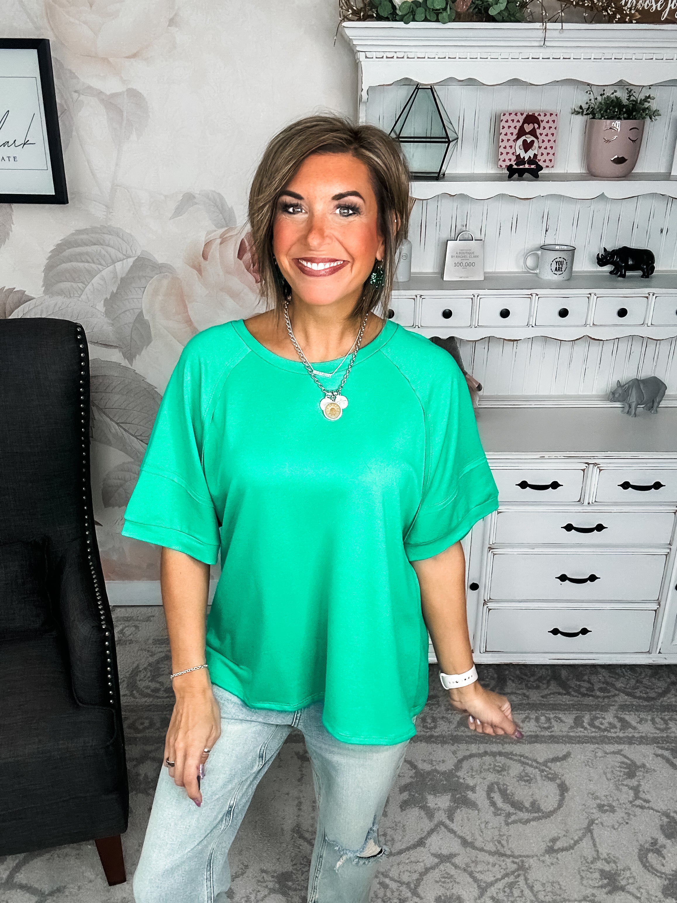 Tell Me The Truth Top - Kelly Green