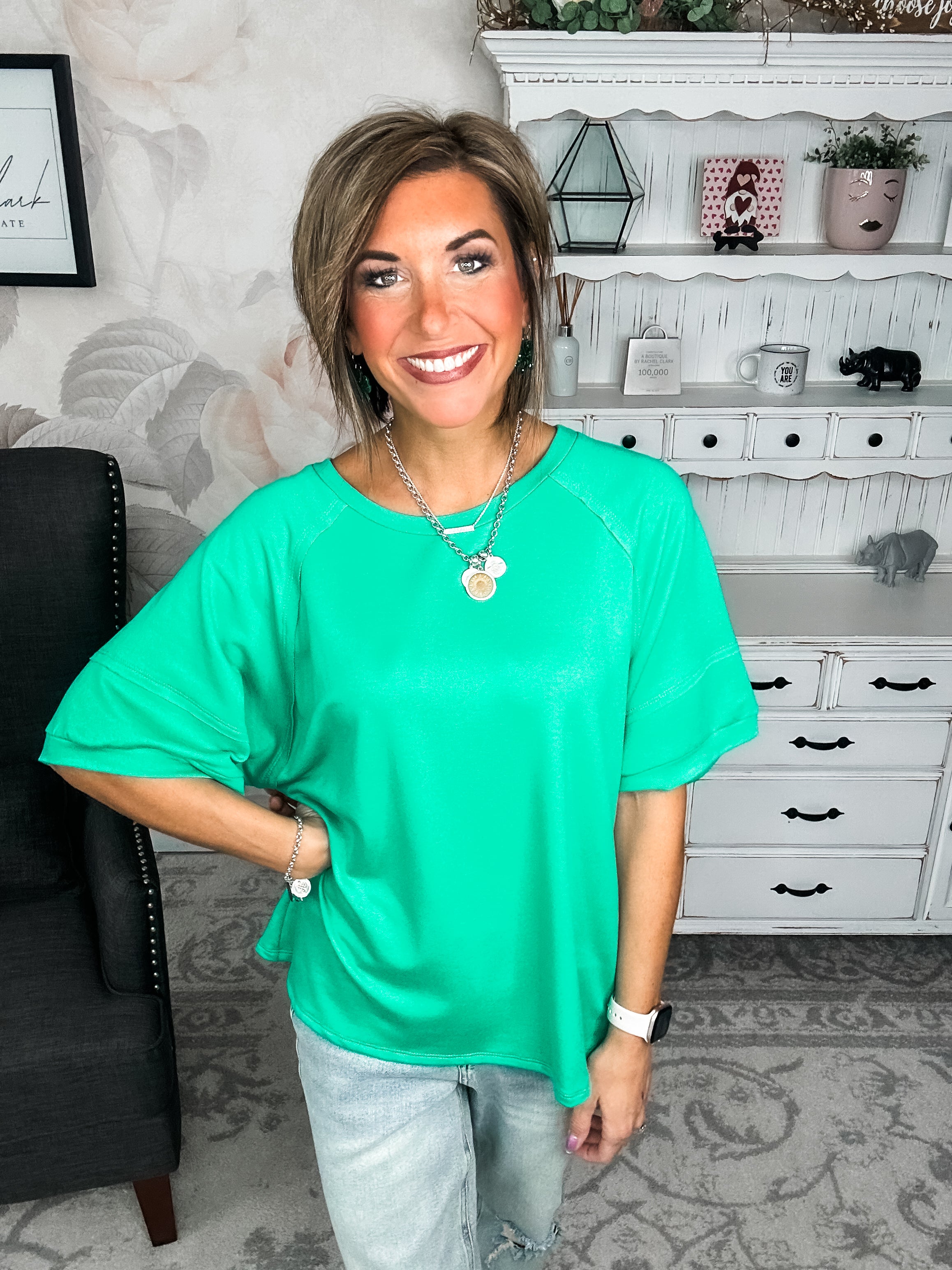 Tell Me The Truth Top - Kelly Green