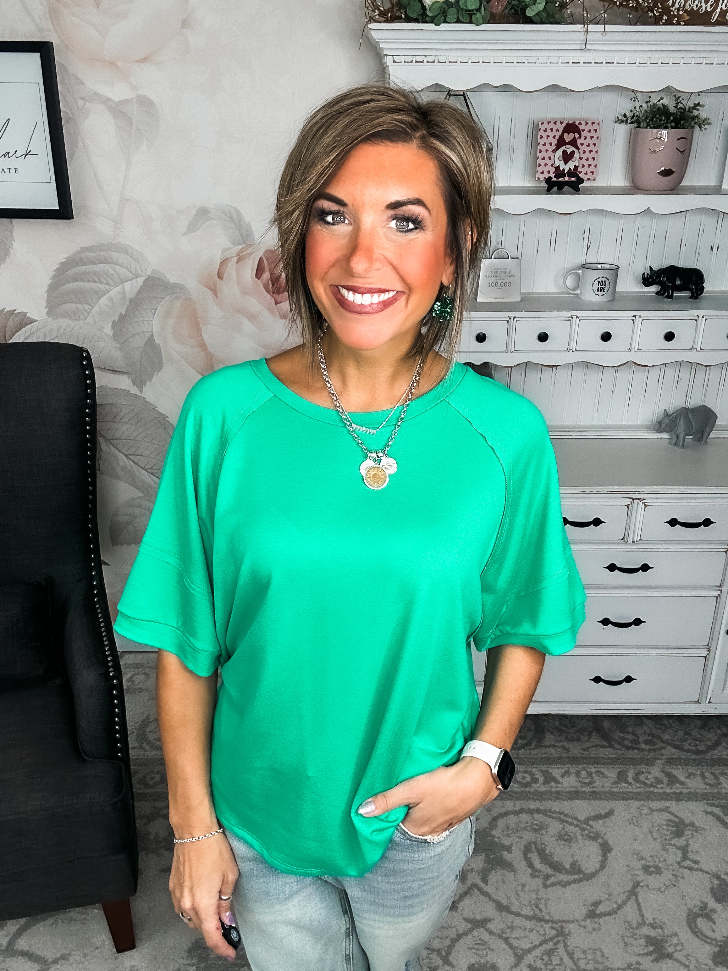 Tell Me The Truth Top - Kelly Green