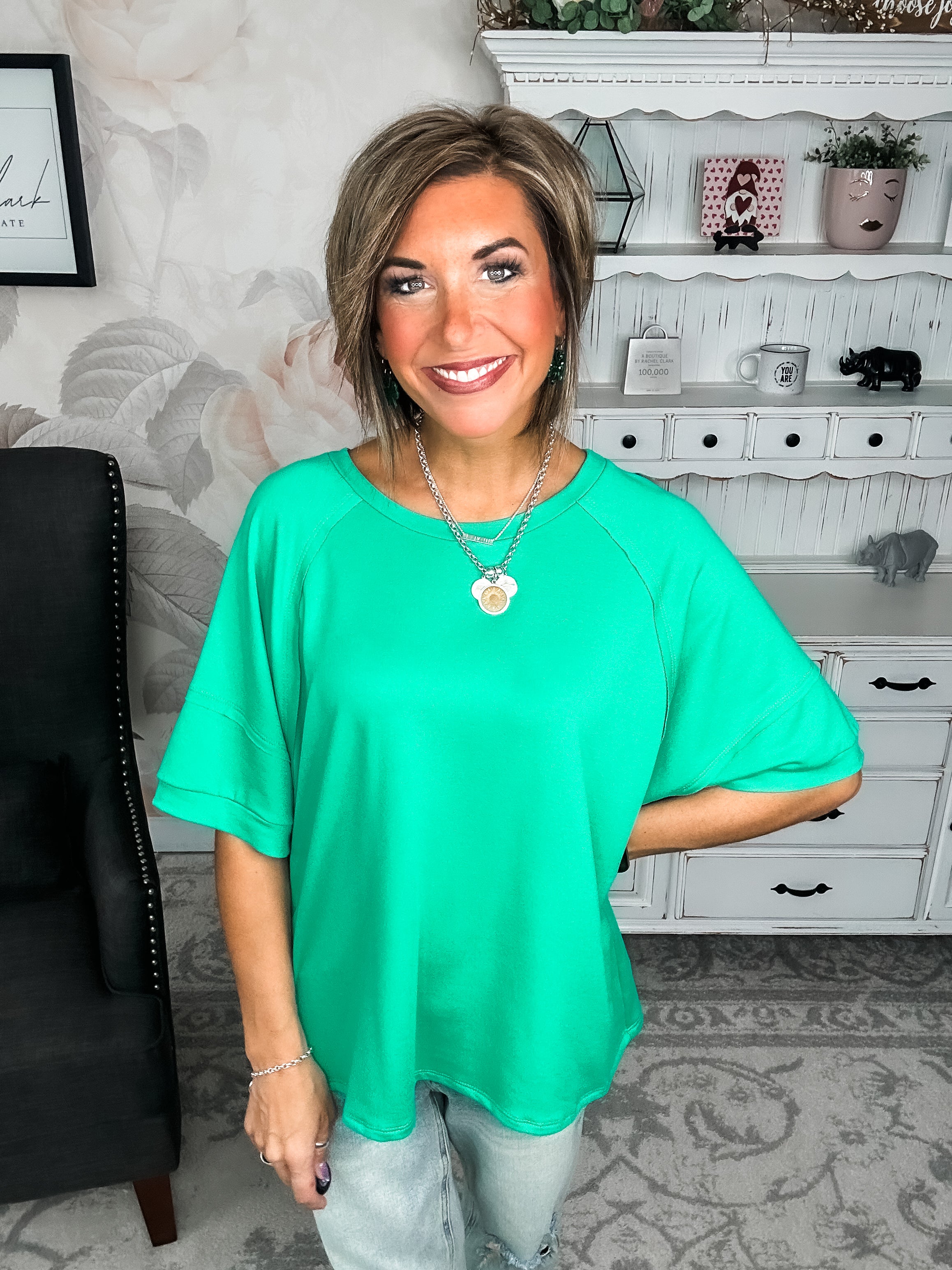 Tell Me The Truth Top - Kelly Green