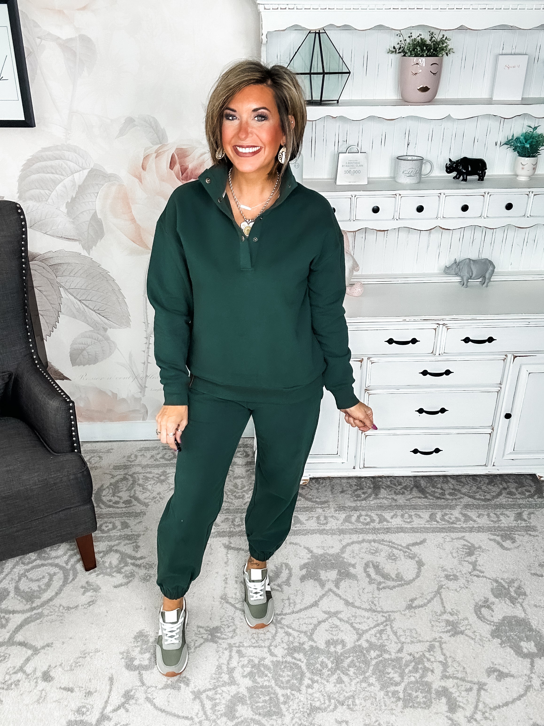 Ampersand Avenue Never Better Button Top - Forest Green