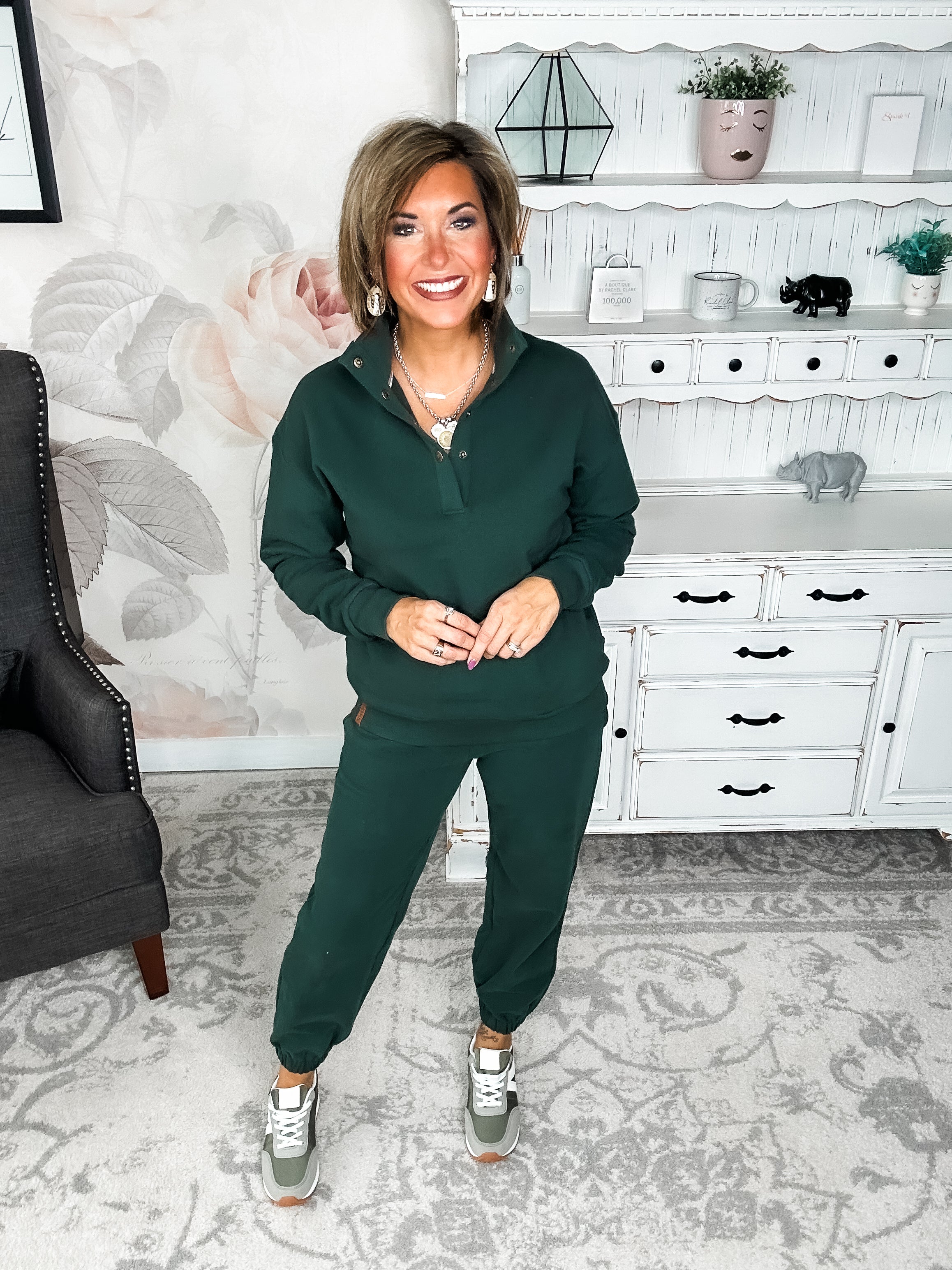 Ampersand Avenue Never Better Button Top - Forest Green