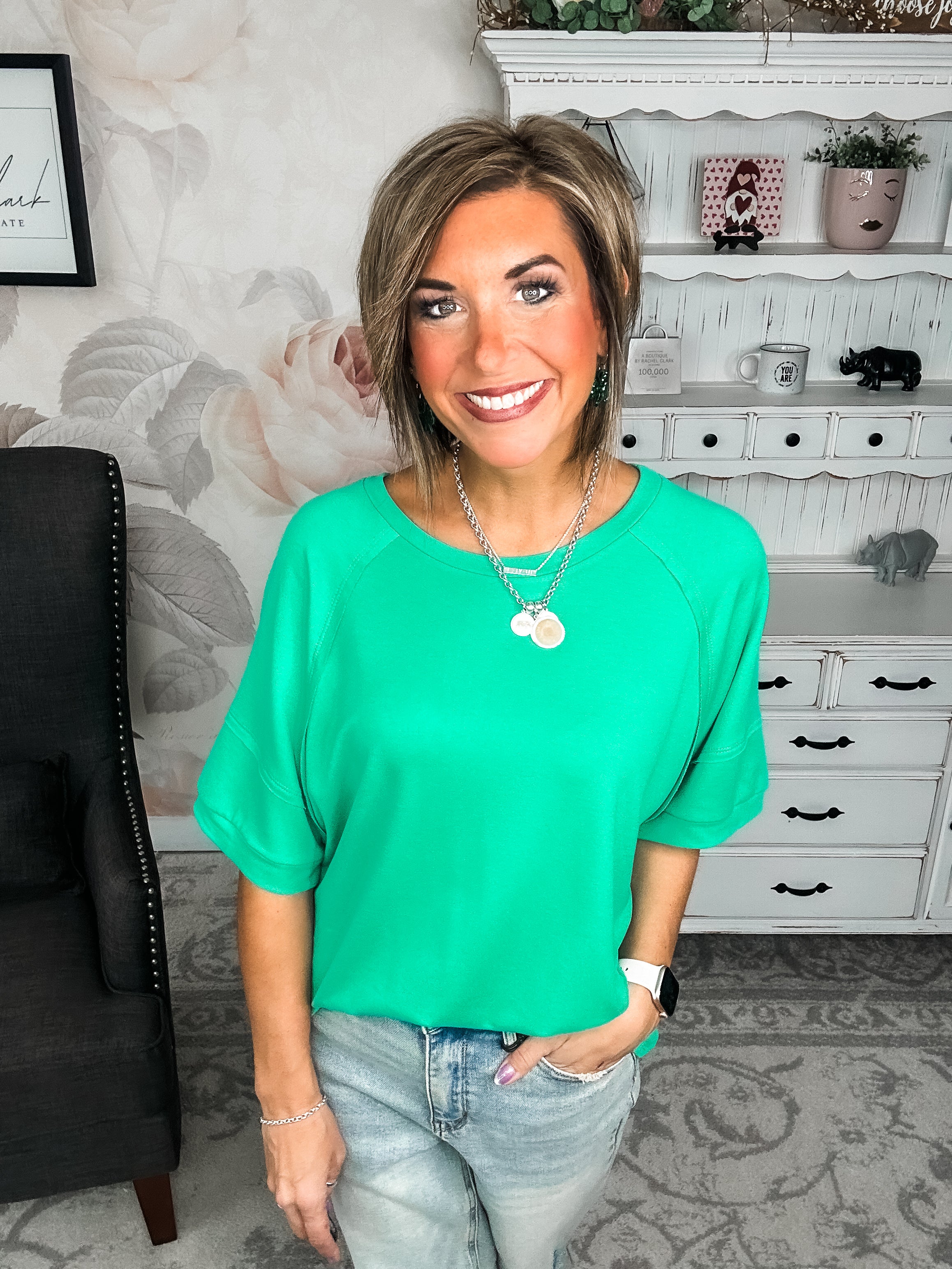 Tell Me The Truth Top - Kelly Green