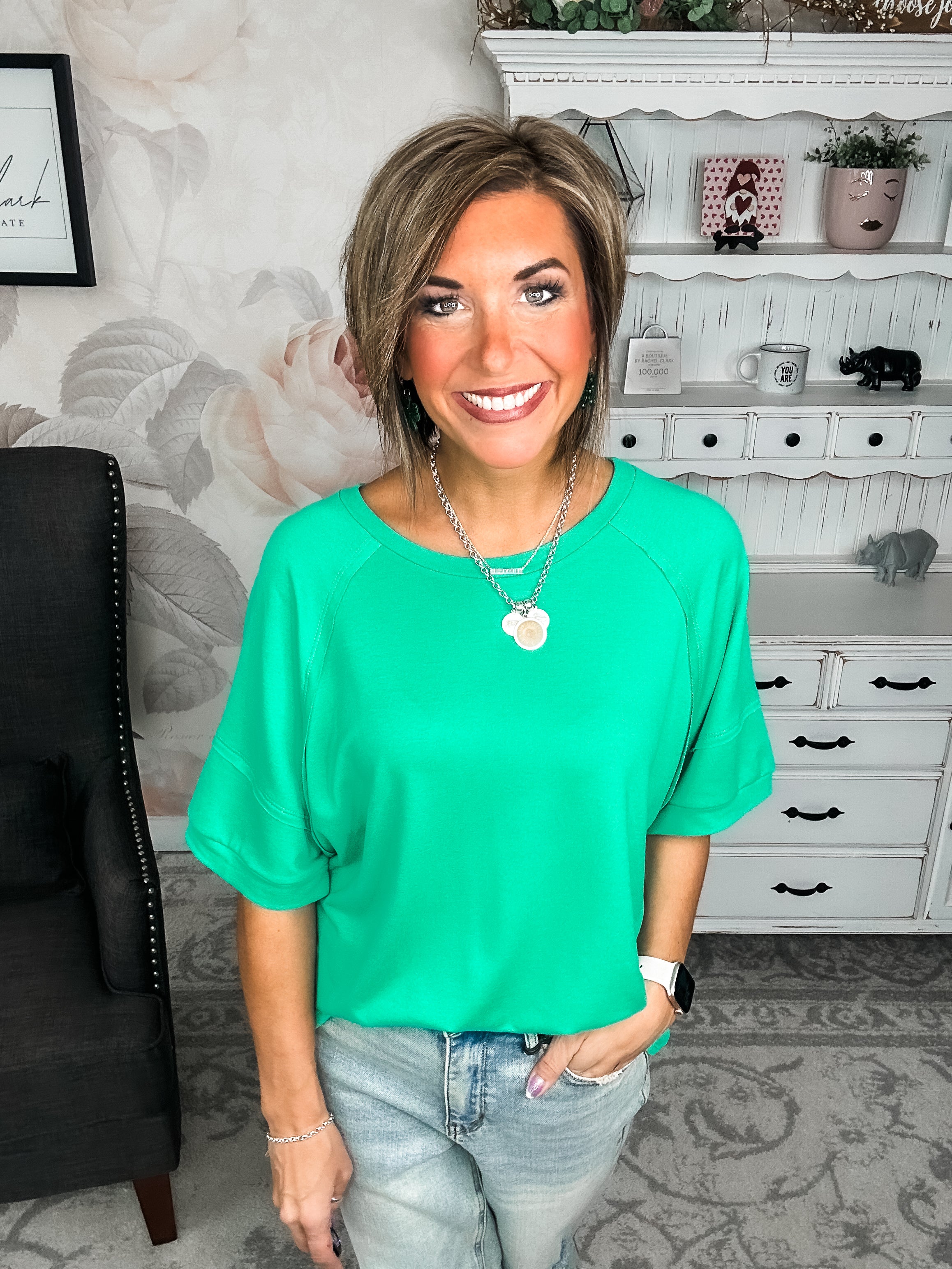 Tell Me The Truth Top - Kelly Green