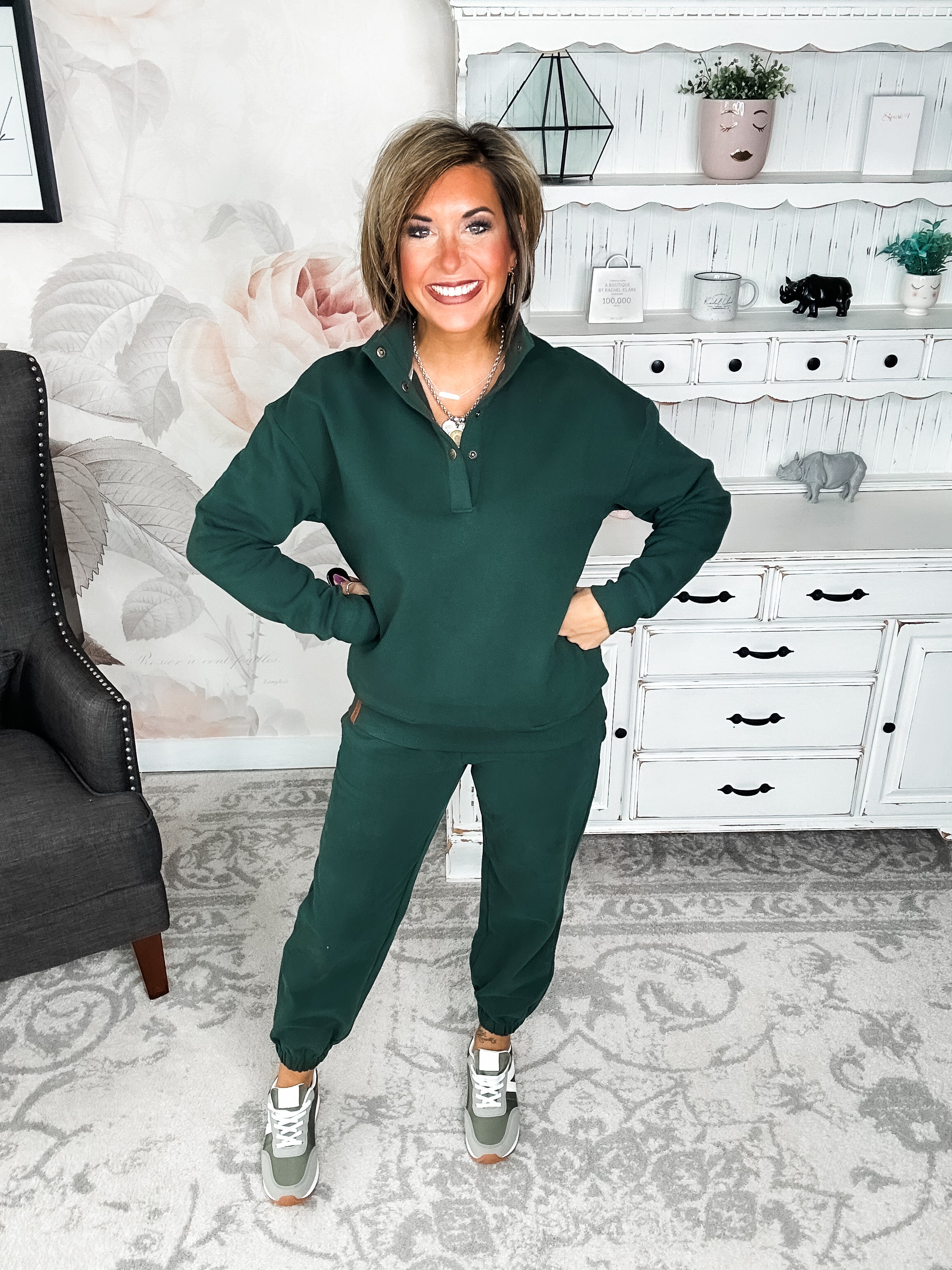 Ampersand Avenue Never Better Button Top - Forest Green