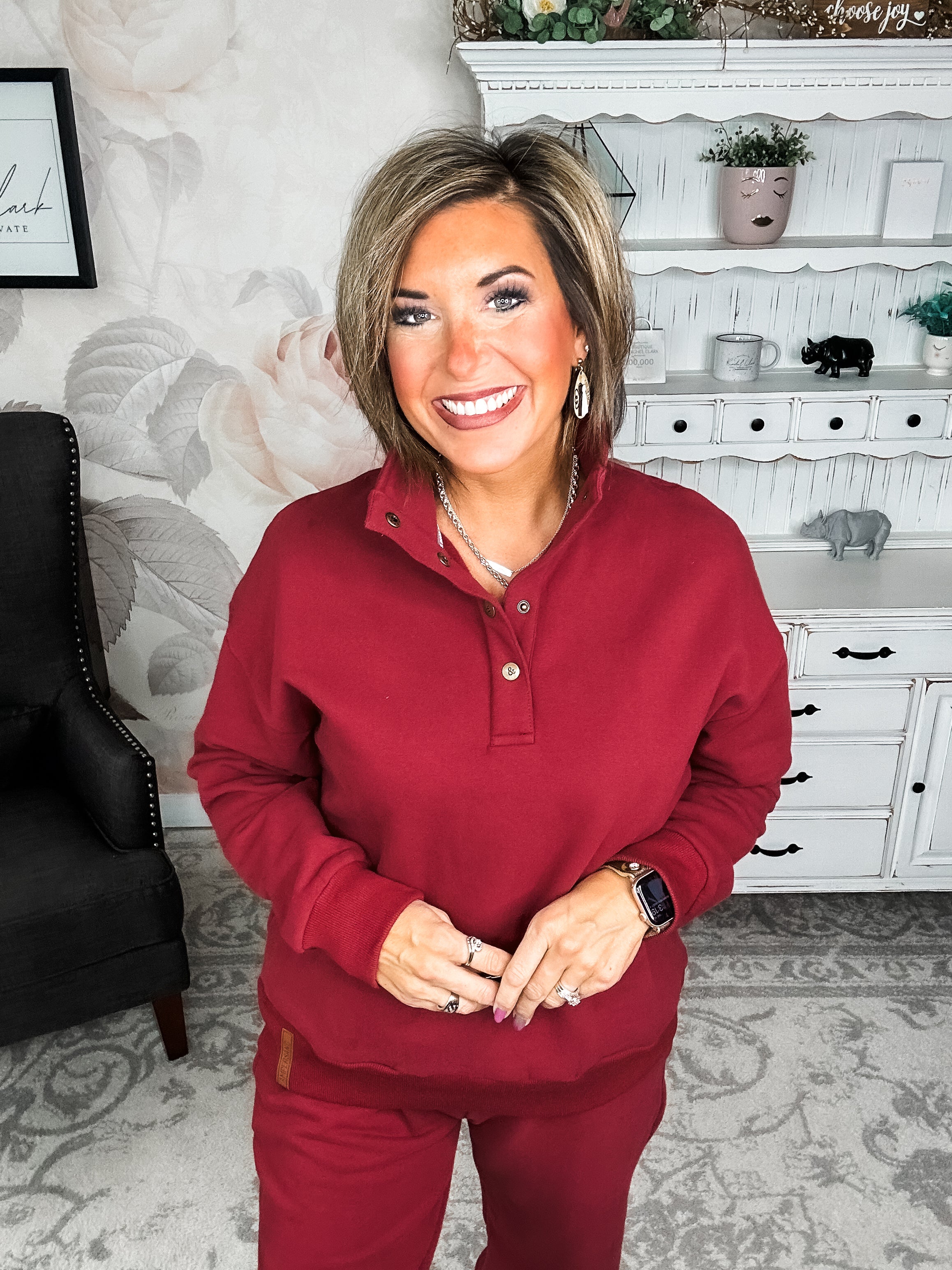 Ampersand Avenue Never Better Button Top - Wine