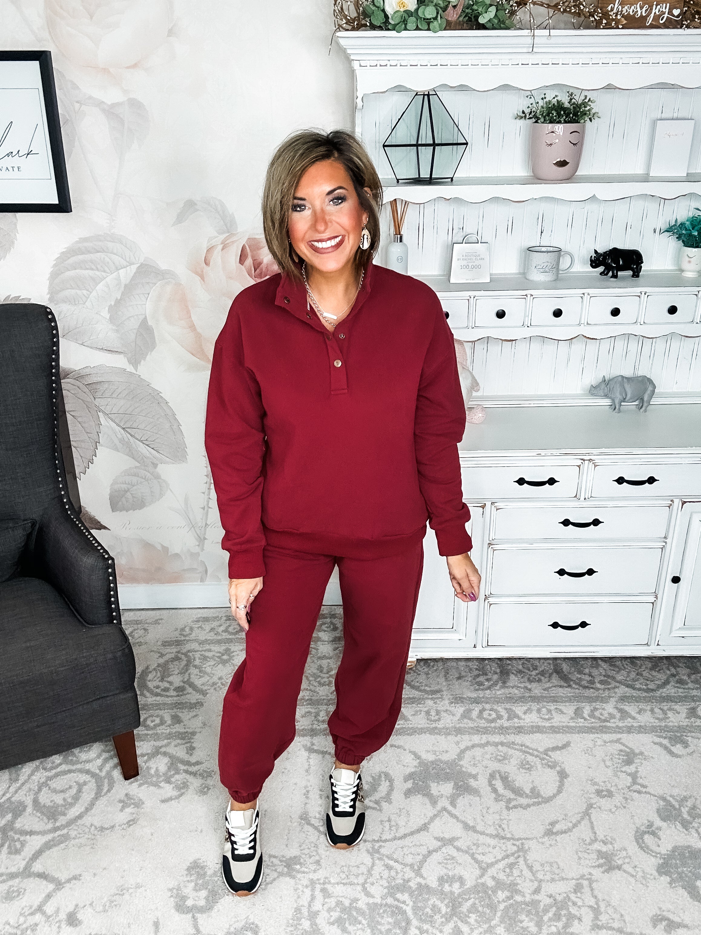 Ampersand Avenue Never Better Button Top - Wine