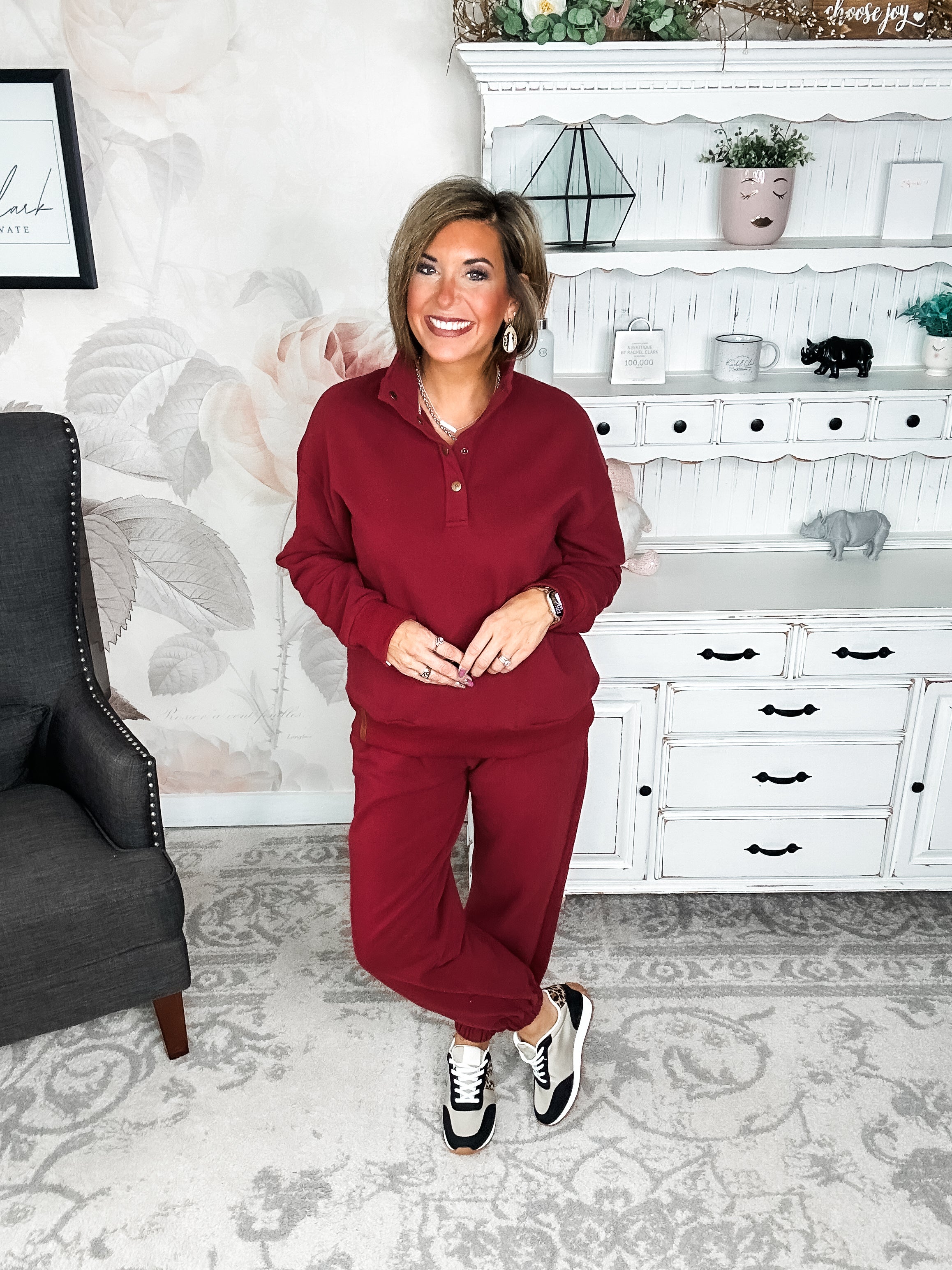 Ampersand Avenue Never Better Button Top - Wine