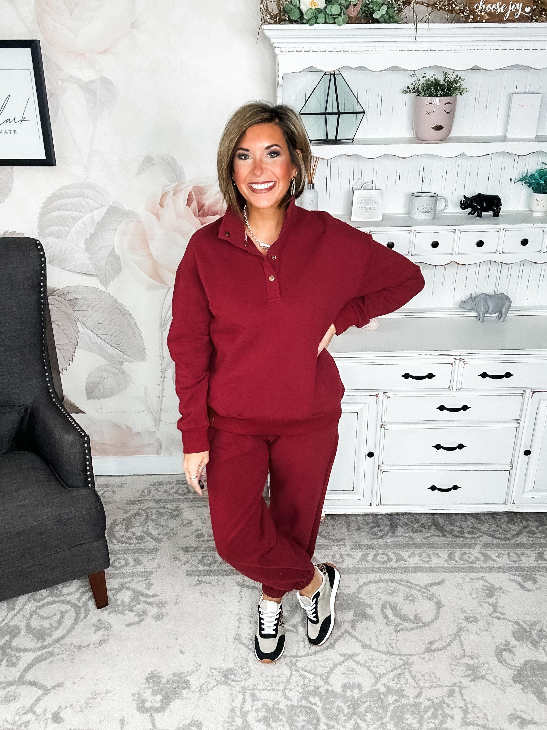 Ampersand Avenue Never Better Button Top - Wine