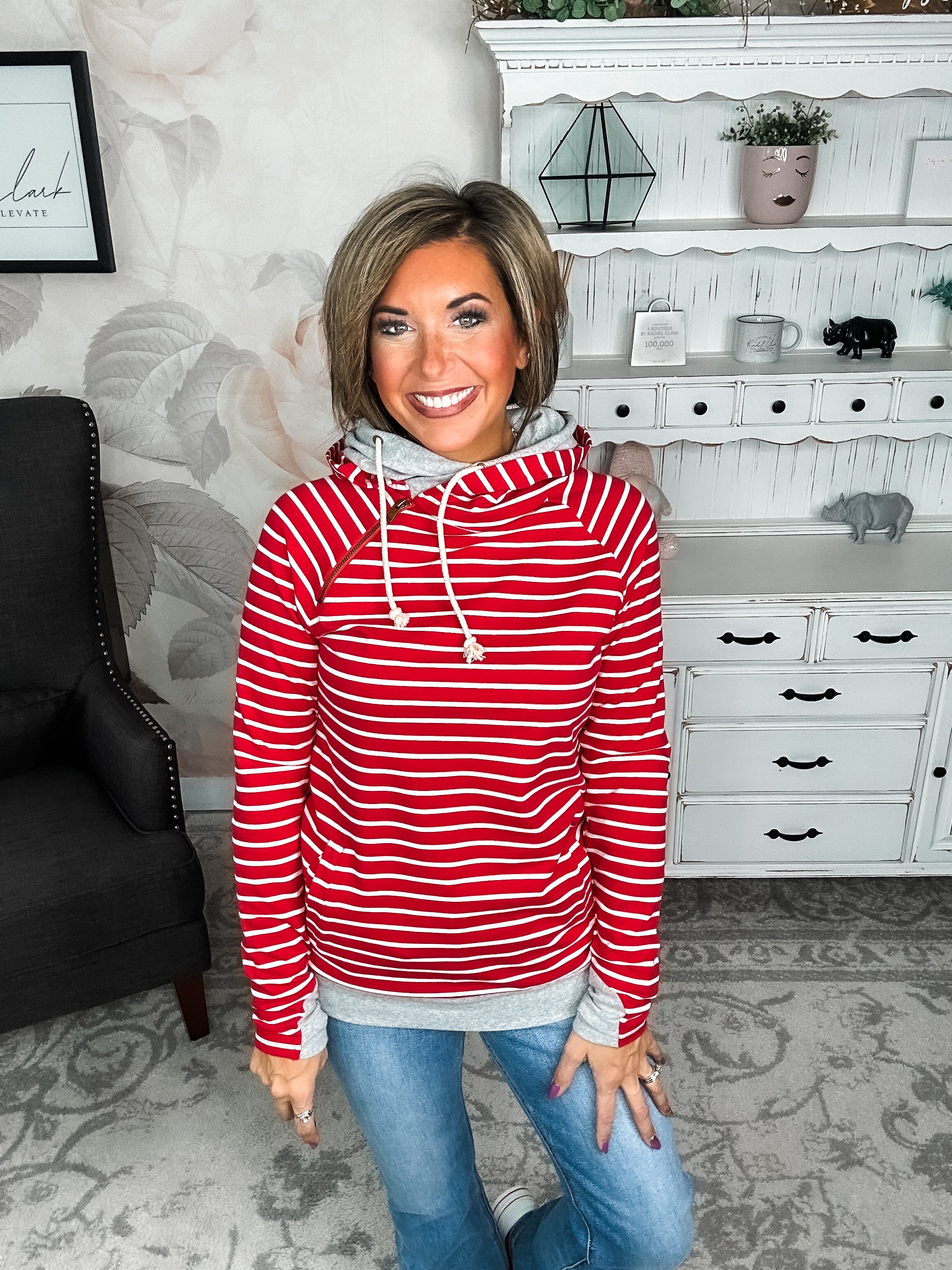Ampersand Avenue - Doublehood™ Sweatshirt - Peppermint Stripe