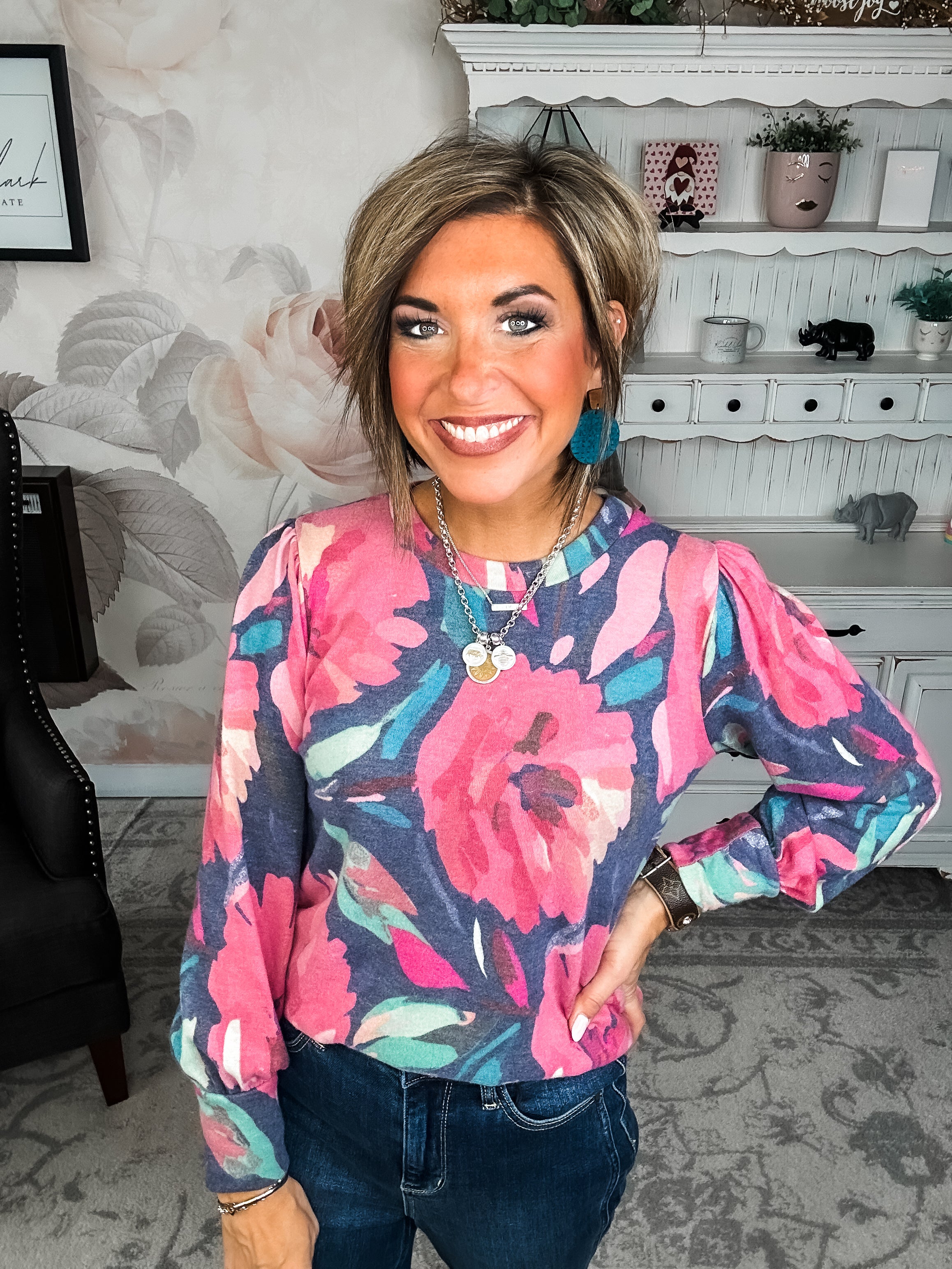 Share My Secret Pullover - Navy/Magenta