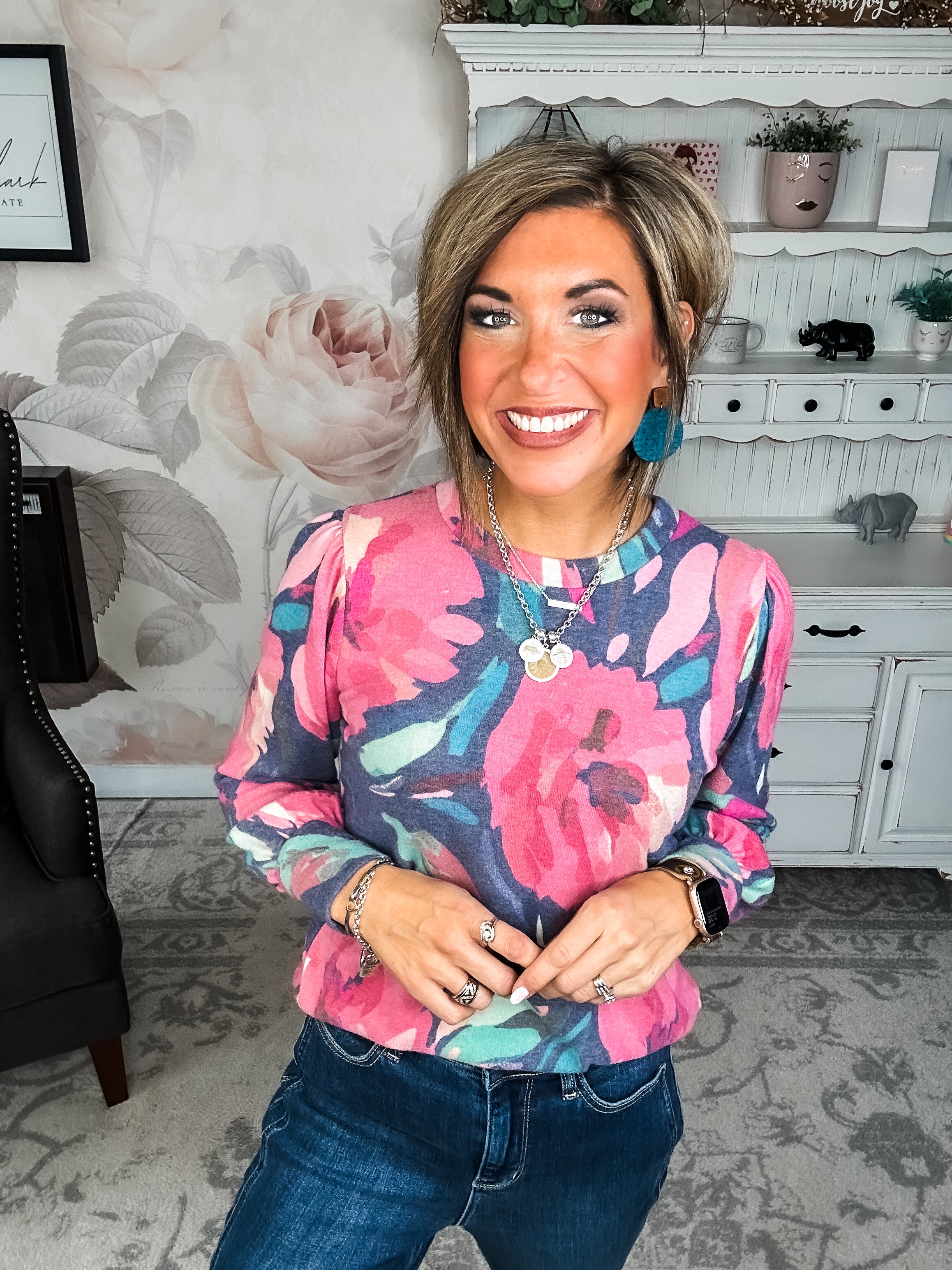 Share My Secret Pullover - Navy/Magenta
