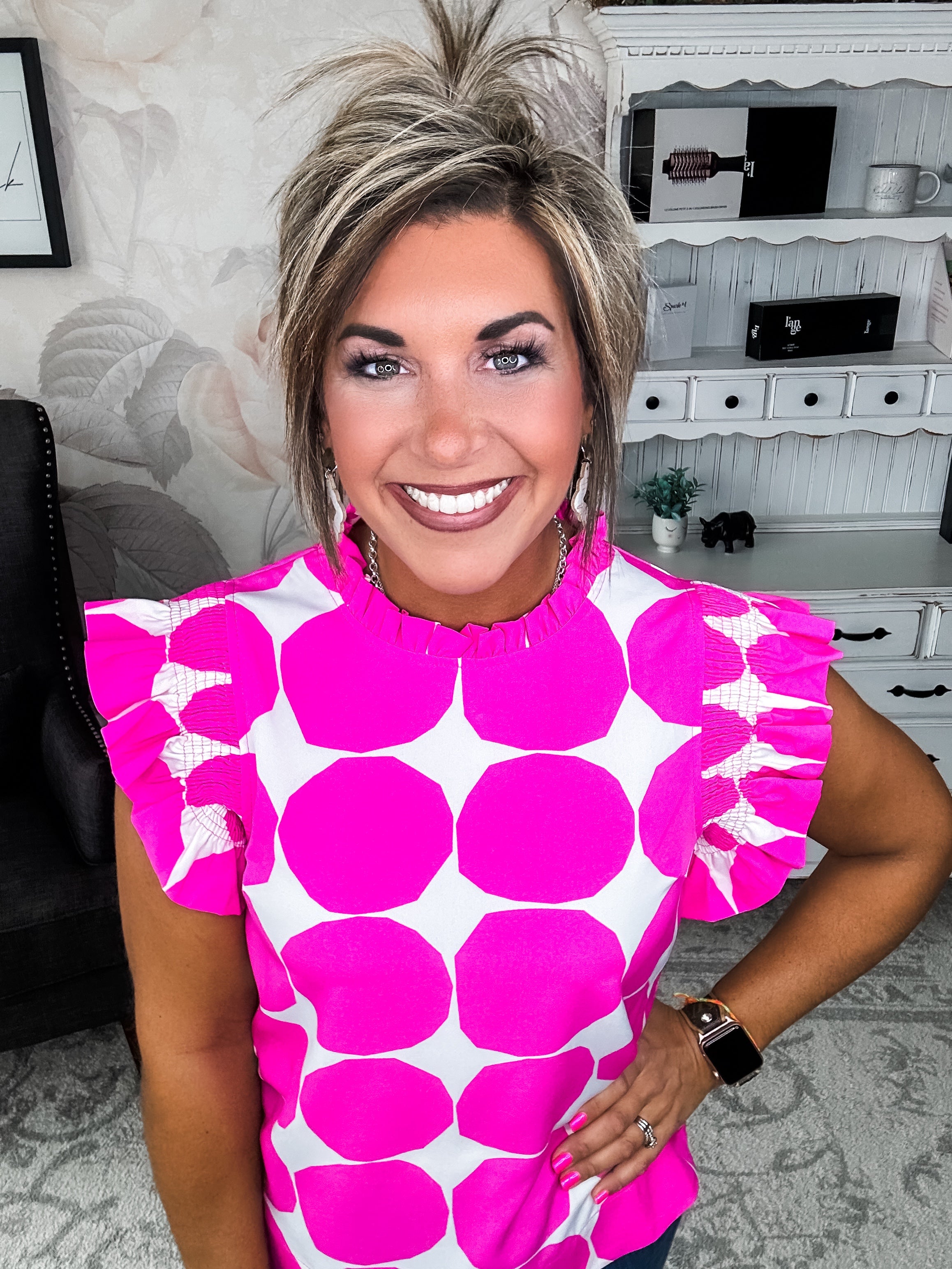 Out the Door Blouse - Hot Pink
