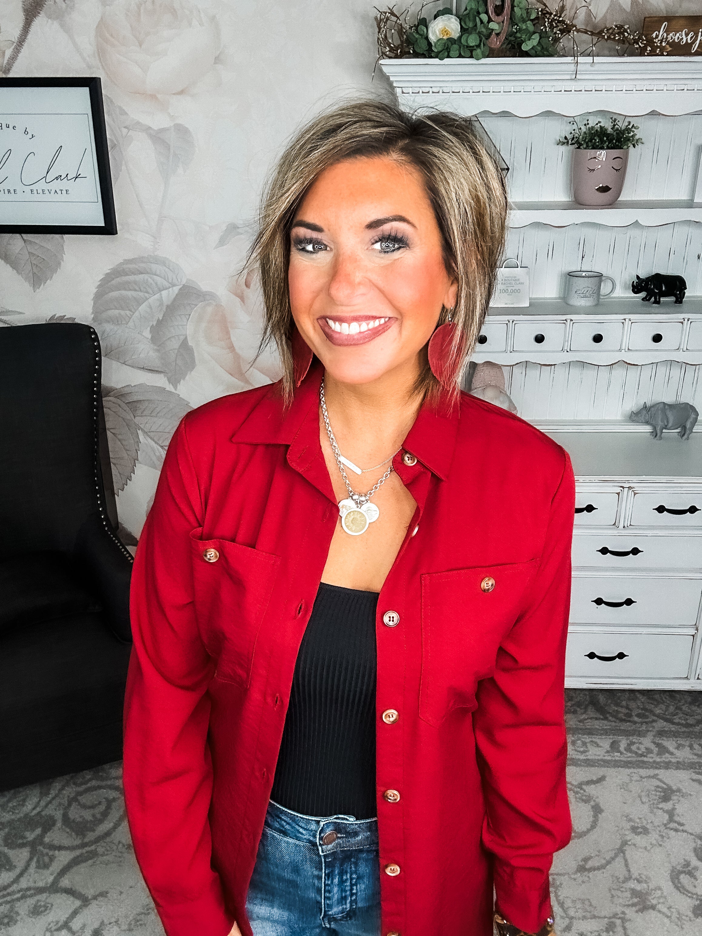 From the Top Button Down Dress - Red