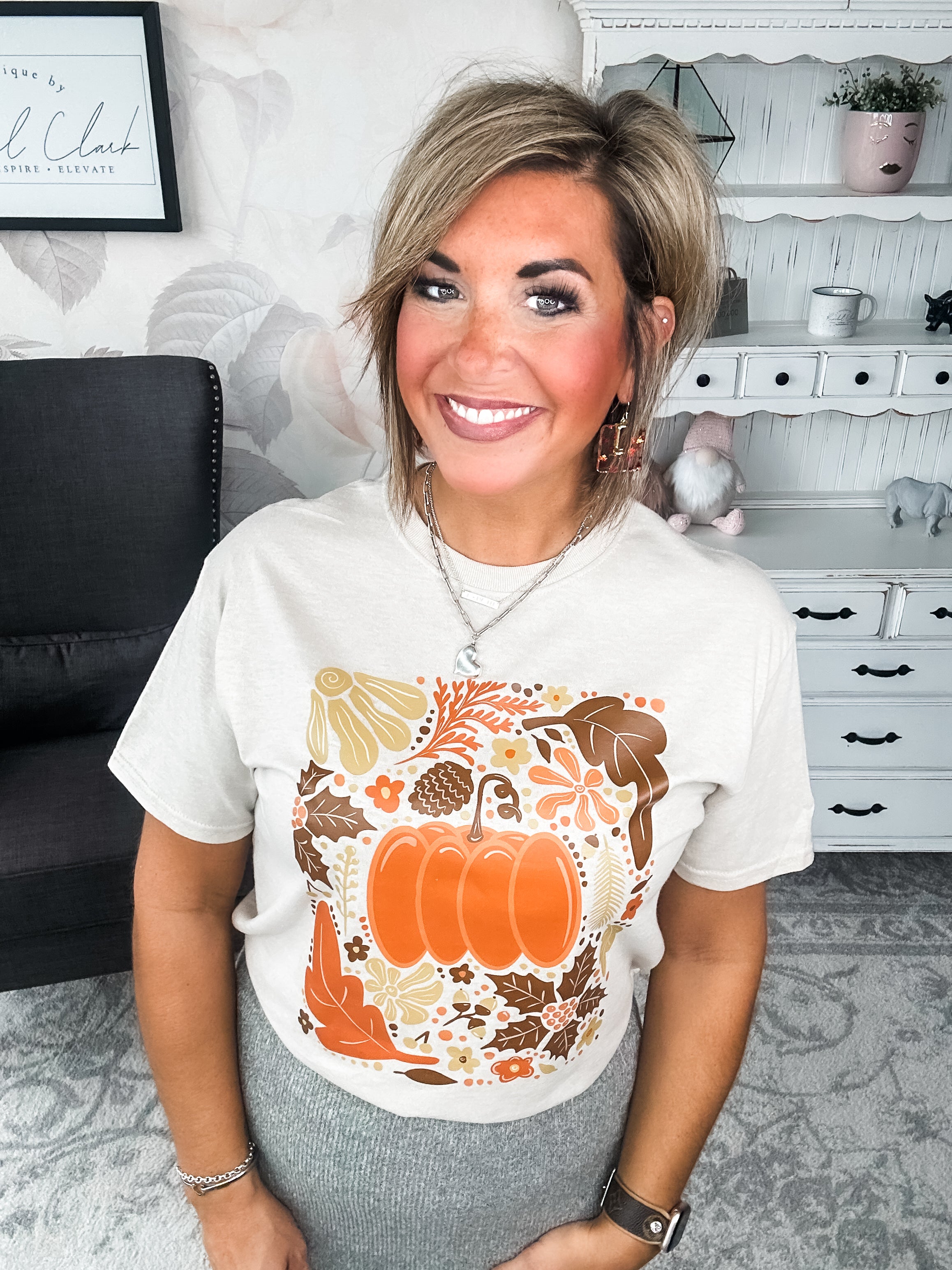 Fall Floral Pumpkin Graphic Tee