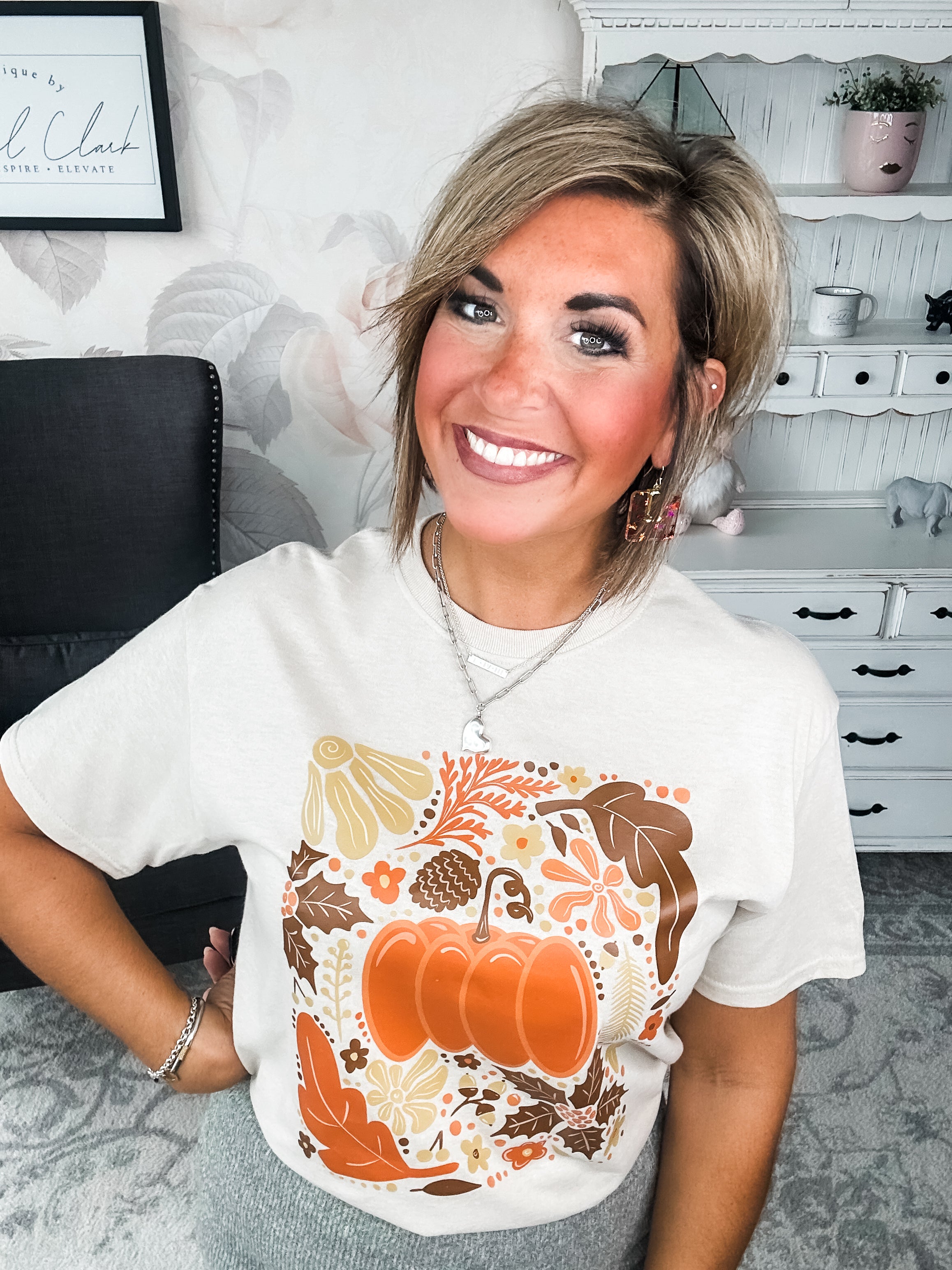 Fall Floral Pumpkin Graphic Tee