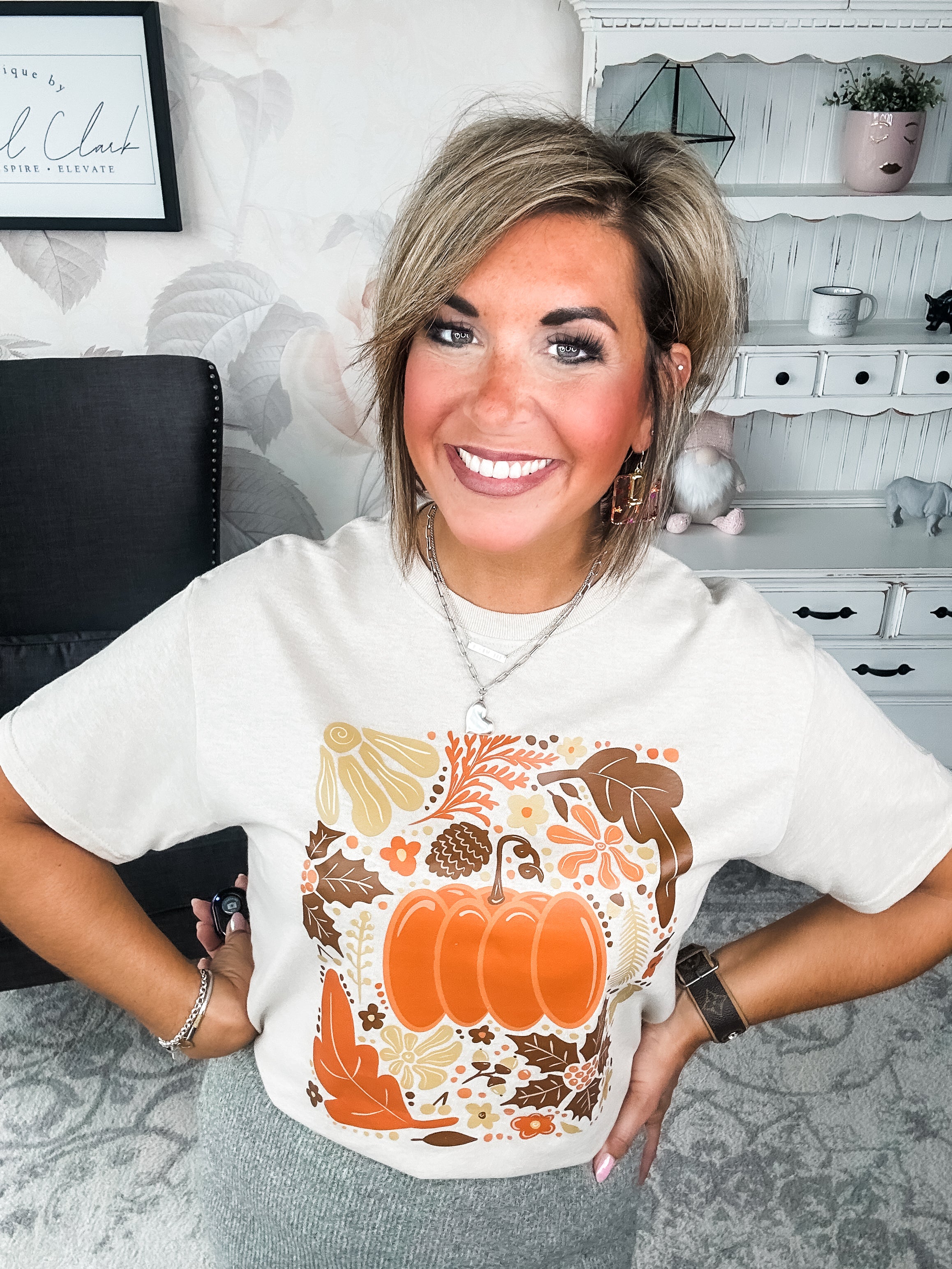 Fall Floral Pumpkin Graphic Tee