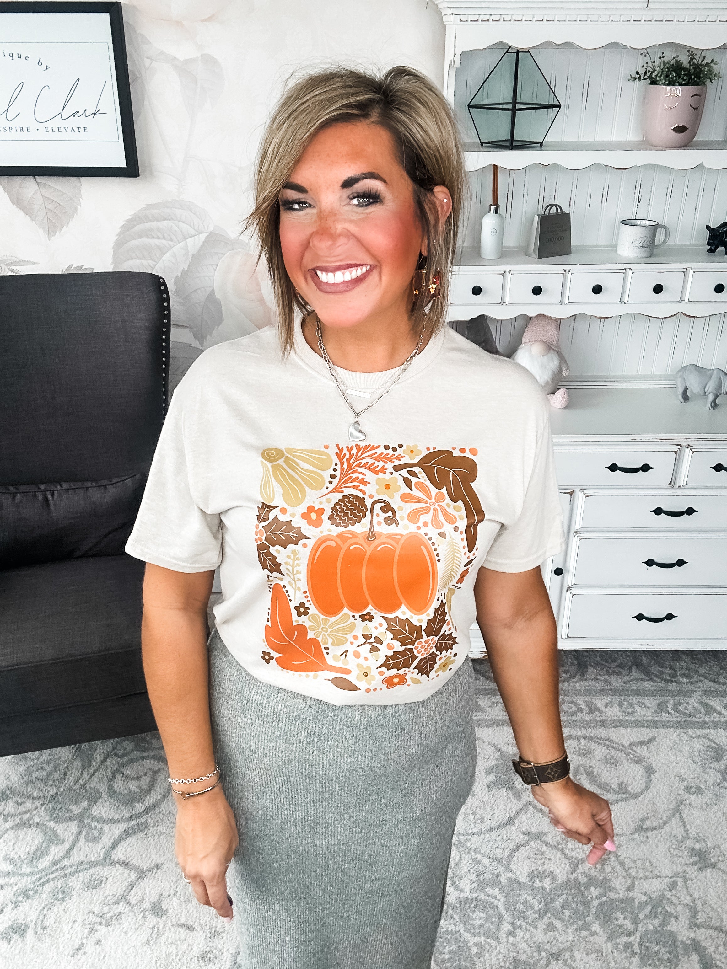 Fall Floral Pumpkin Graphic Tee