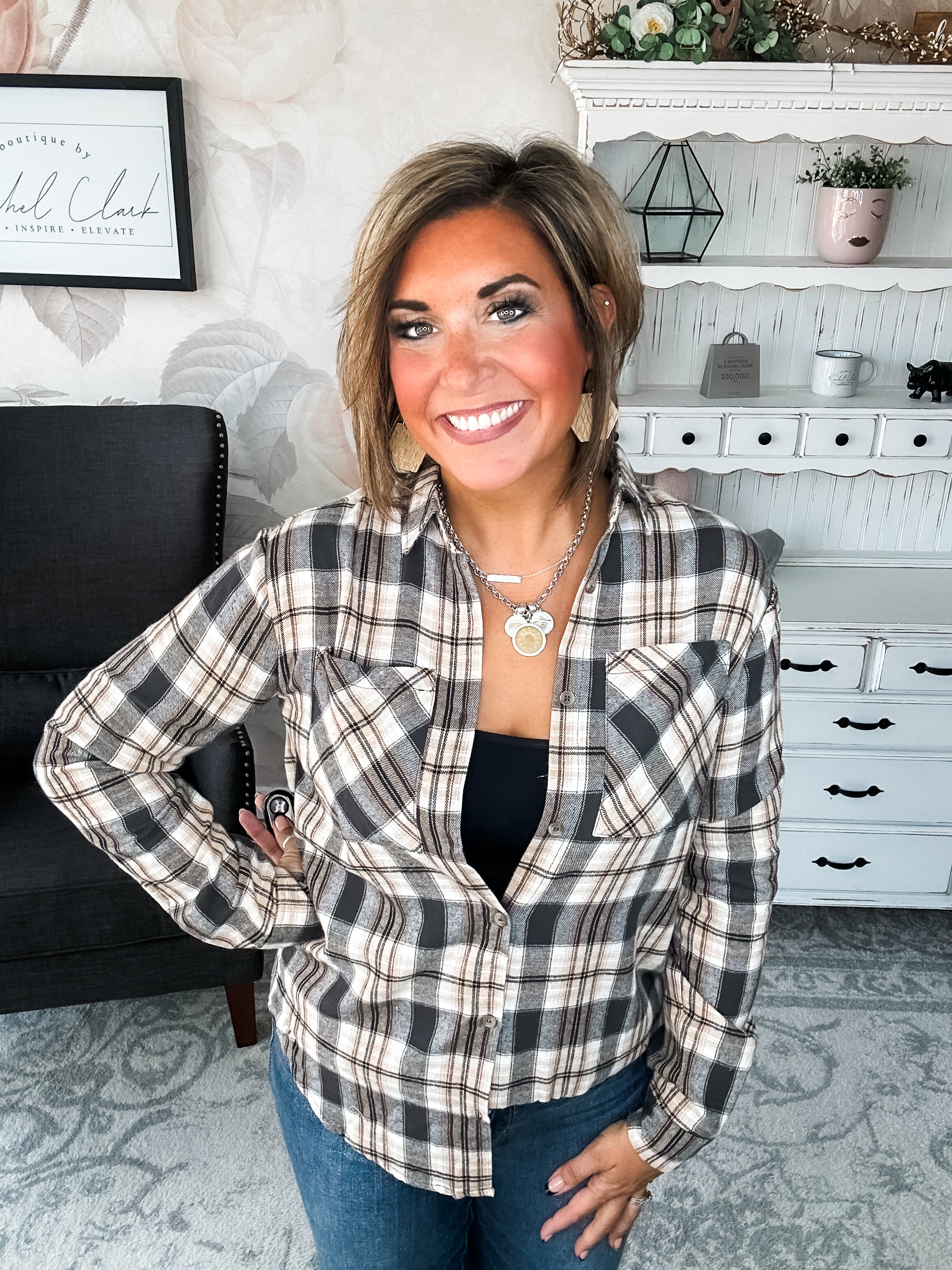Just A Glimpse Button Down - Olive