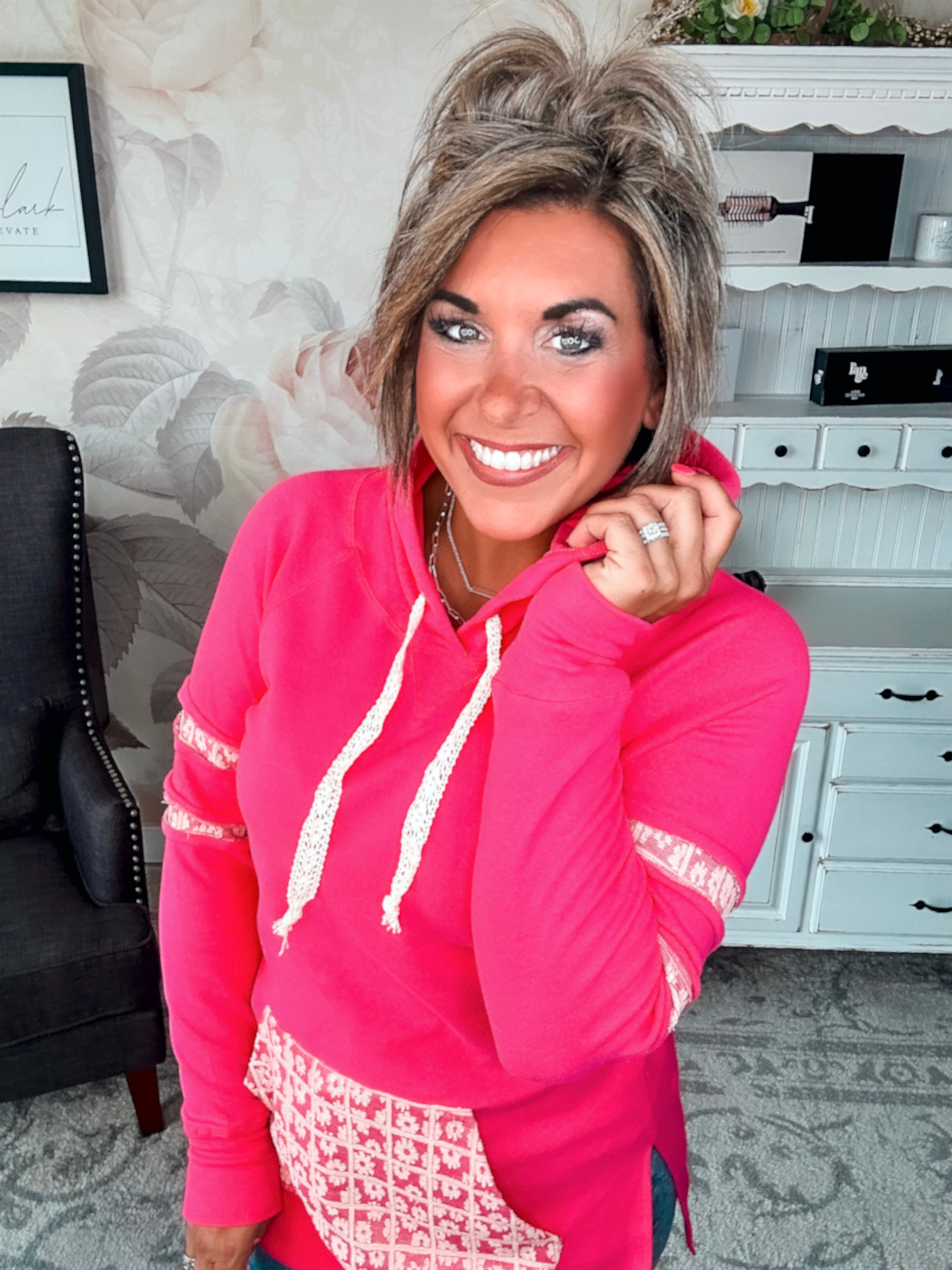 Ampersand Avenue SideSlit Hoodie - Made For You - Pink